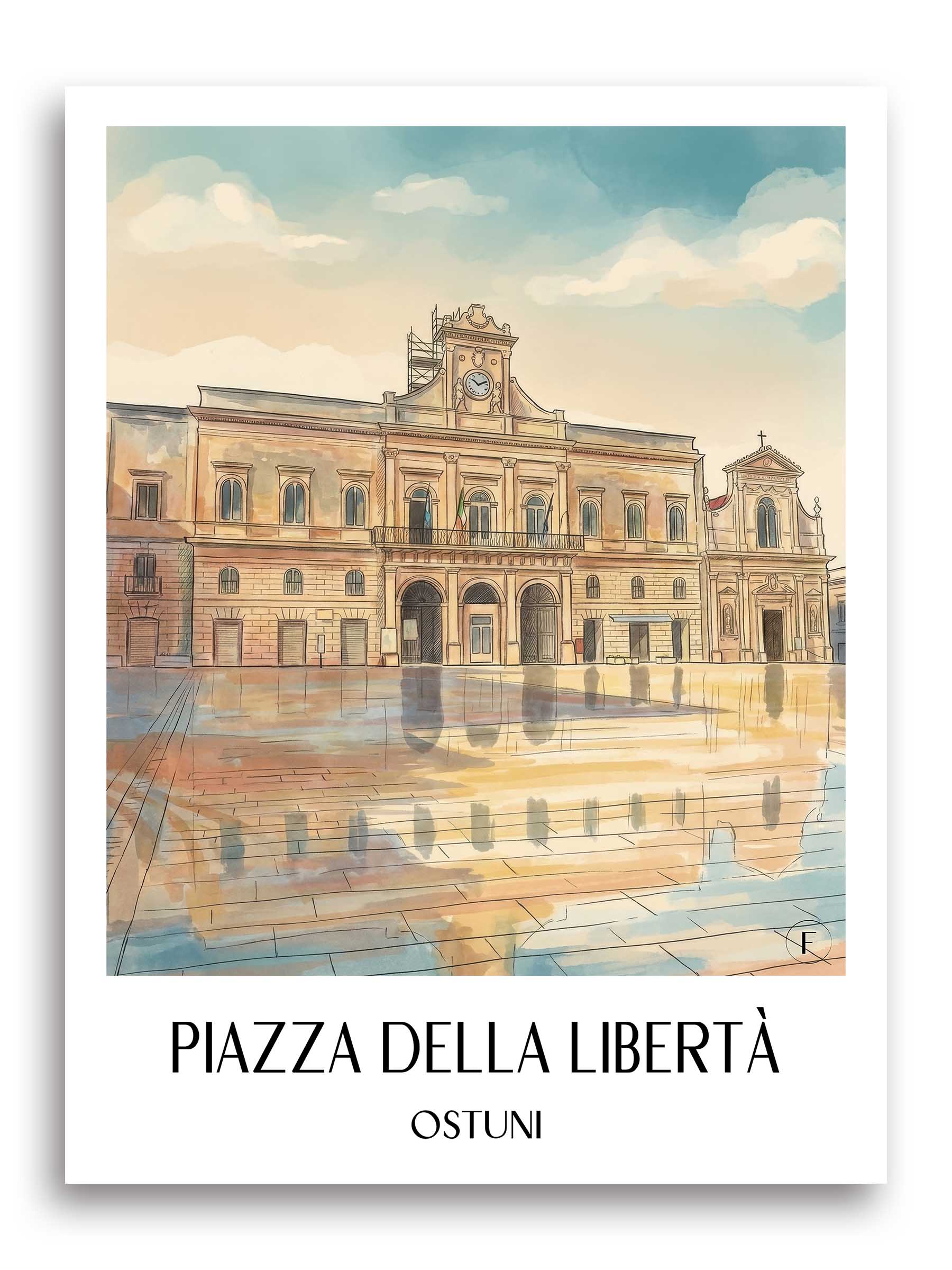 piazza-della-libertà-ostuni-italien-poster-aquarell