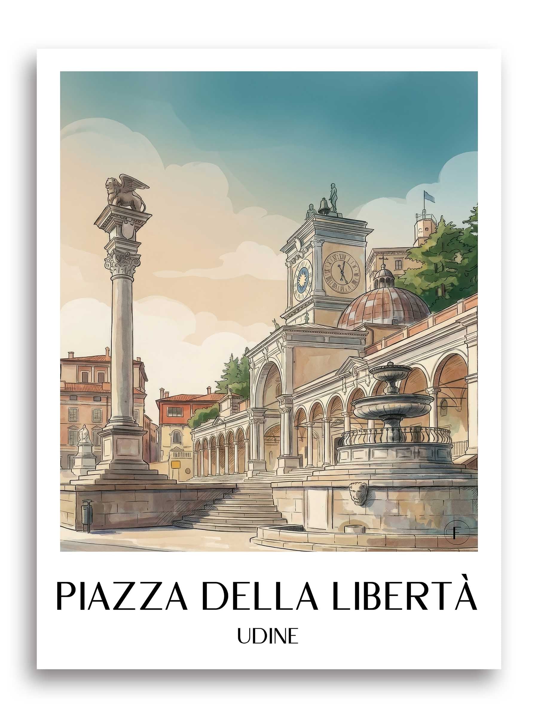 piazza-della-libertà-udine-italien-poster-aquarell