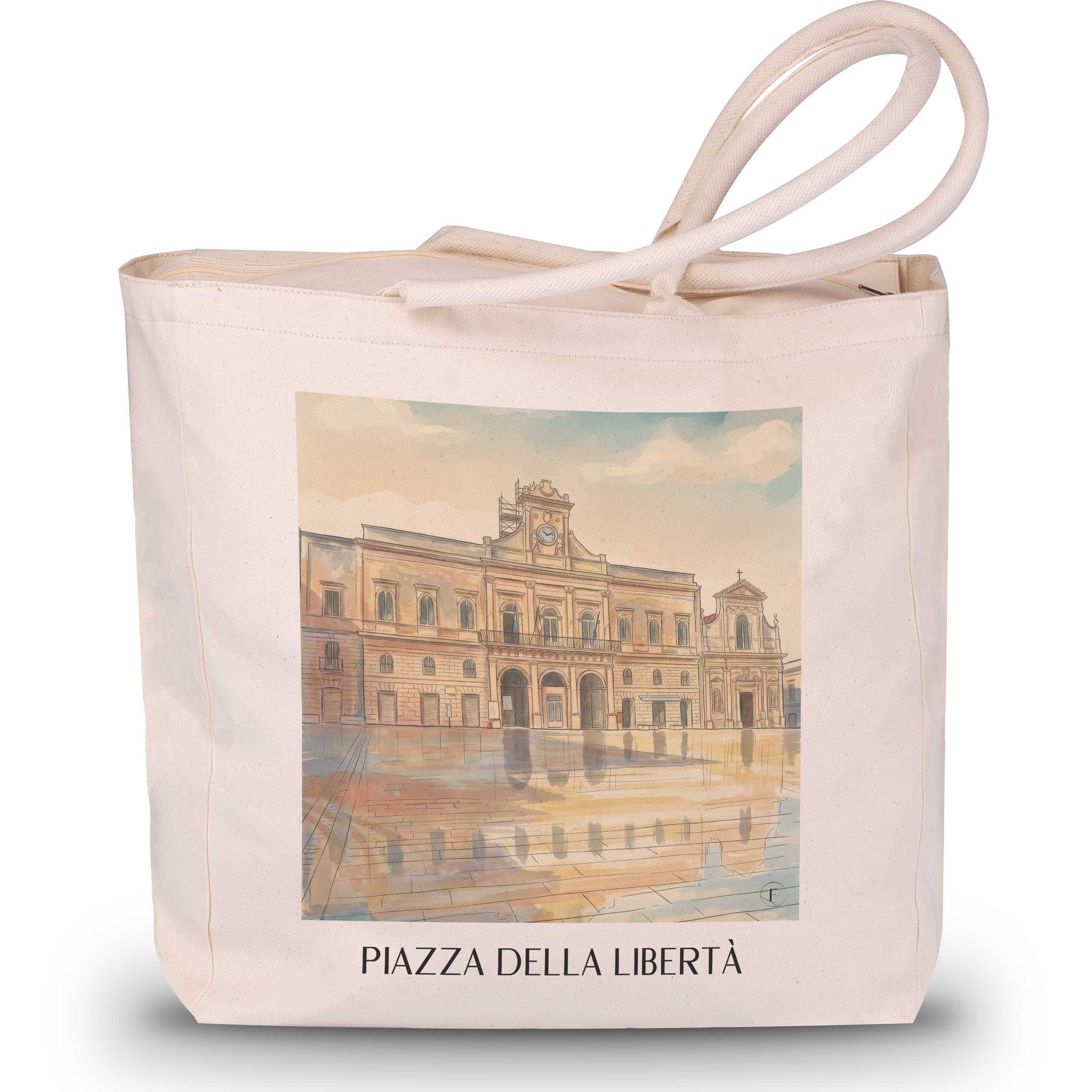 piazza-della-libertà-ostuni-italien-einkaufstasche-aquarell