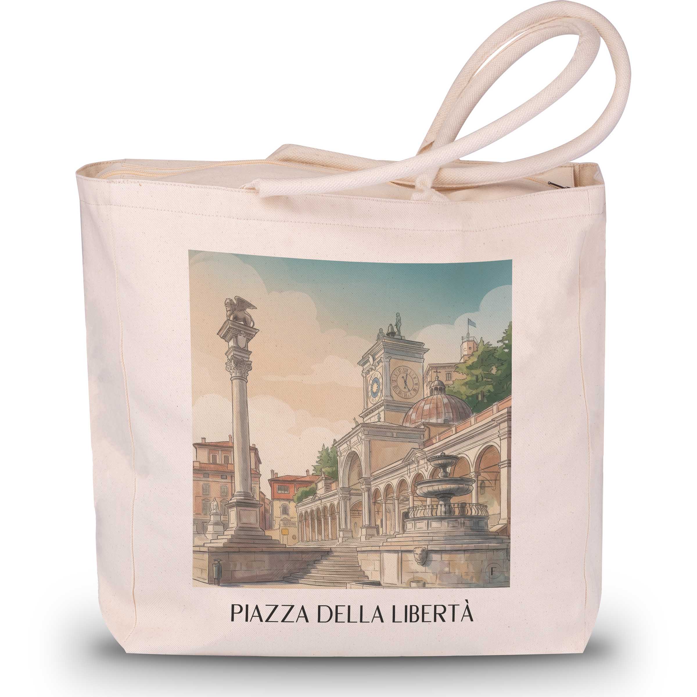 Piazza della Libertà Shopping Tasche - Udine - Italien Tote Bag - Einkaufstasche im Aquarell Stil - favplace
