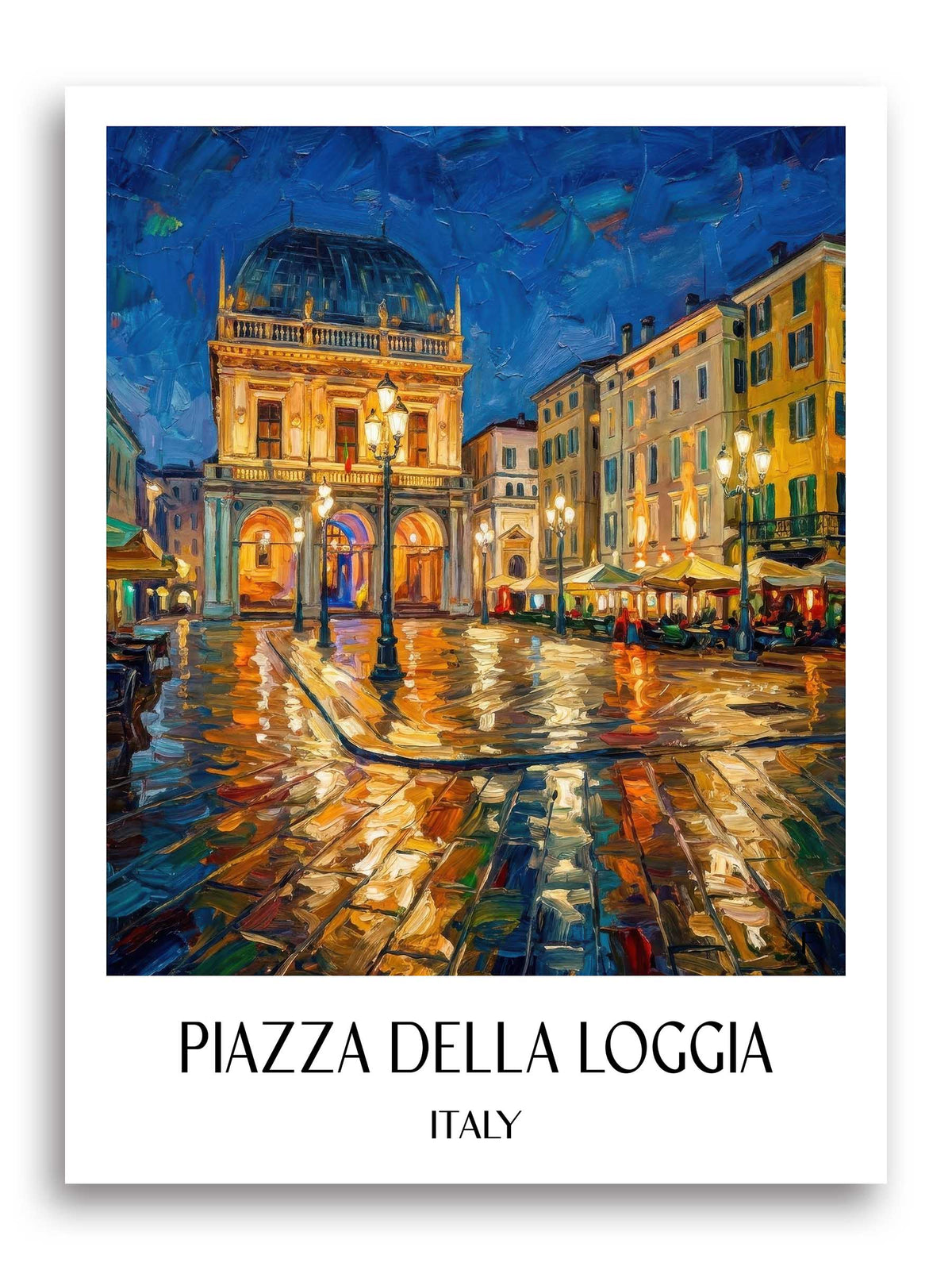 Piazza della Loggia Poster - Brescia - Italien Kunstdruck - Ölgemälde von A4 bis A1 - favplace