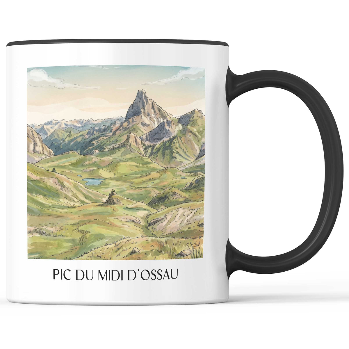 pic-du-midi-d'ossau-vallée-d'ossau-frankreich-kaffeebecher-aquarell