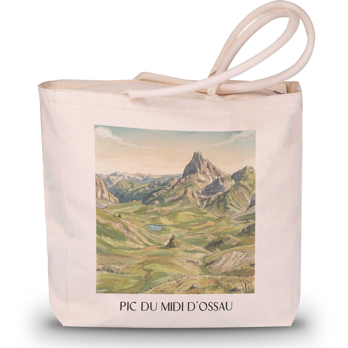 Pic du Midi d'Ossau Shopping Tasche - Vallée d'Ossau - Frankreich Tote Bag - Einkaufstasche im Aquarell Stil - favplace