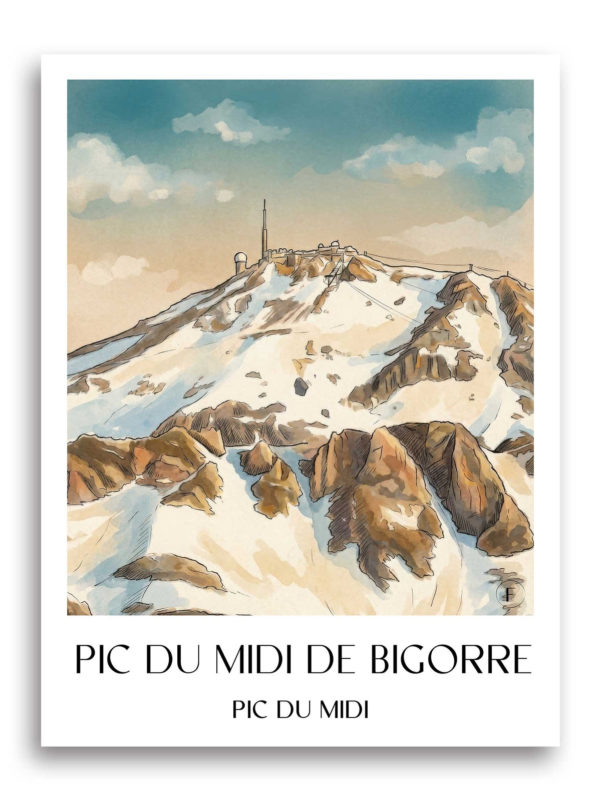 Pic du Midi de Bigorre Poster - Pic du Midi - Frankreich Kunstdruck - Aquarell von A4 bis A1 - favplace