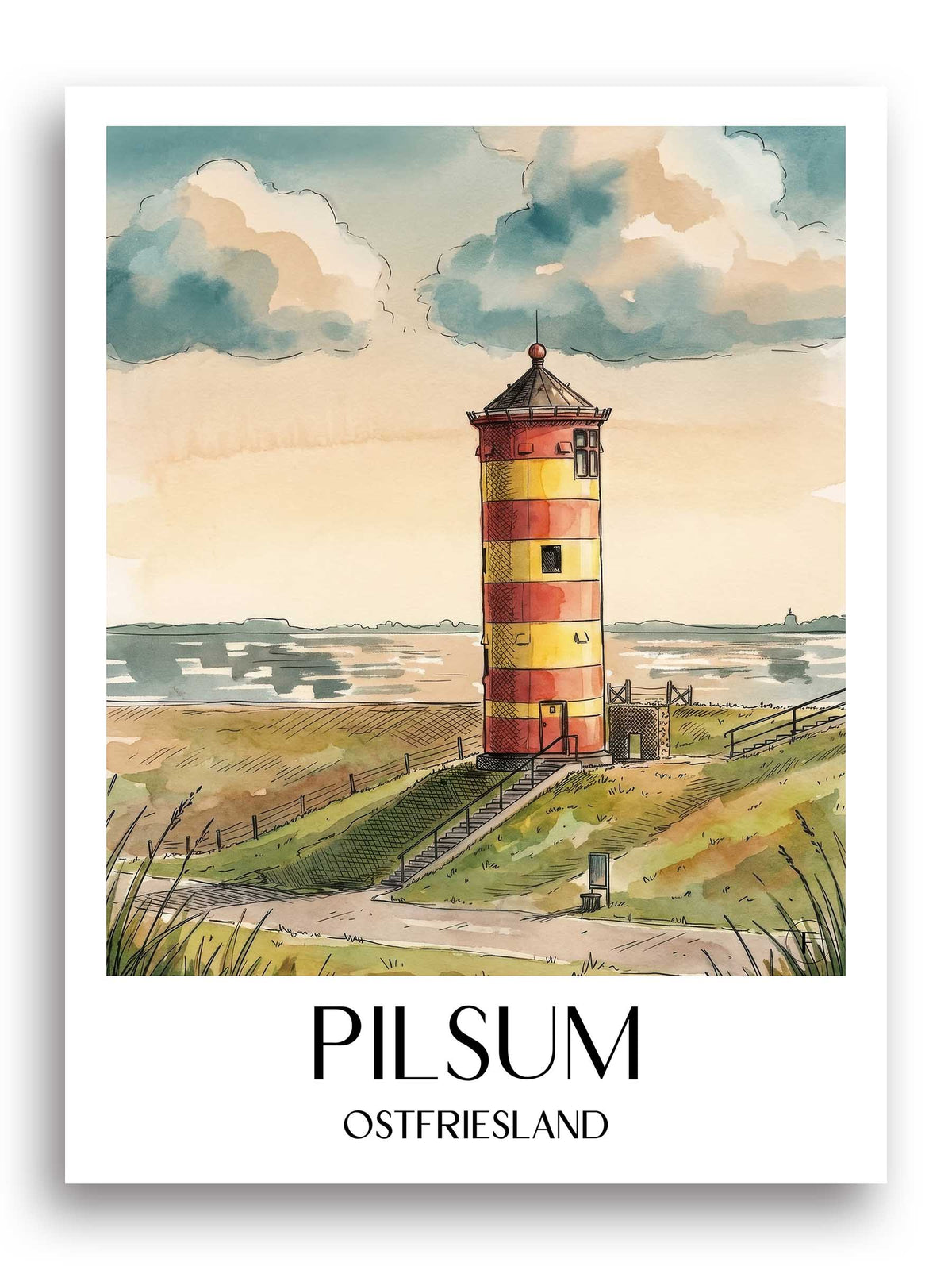 pilsum-ostfriesland-deutschland-poster-aquarell