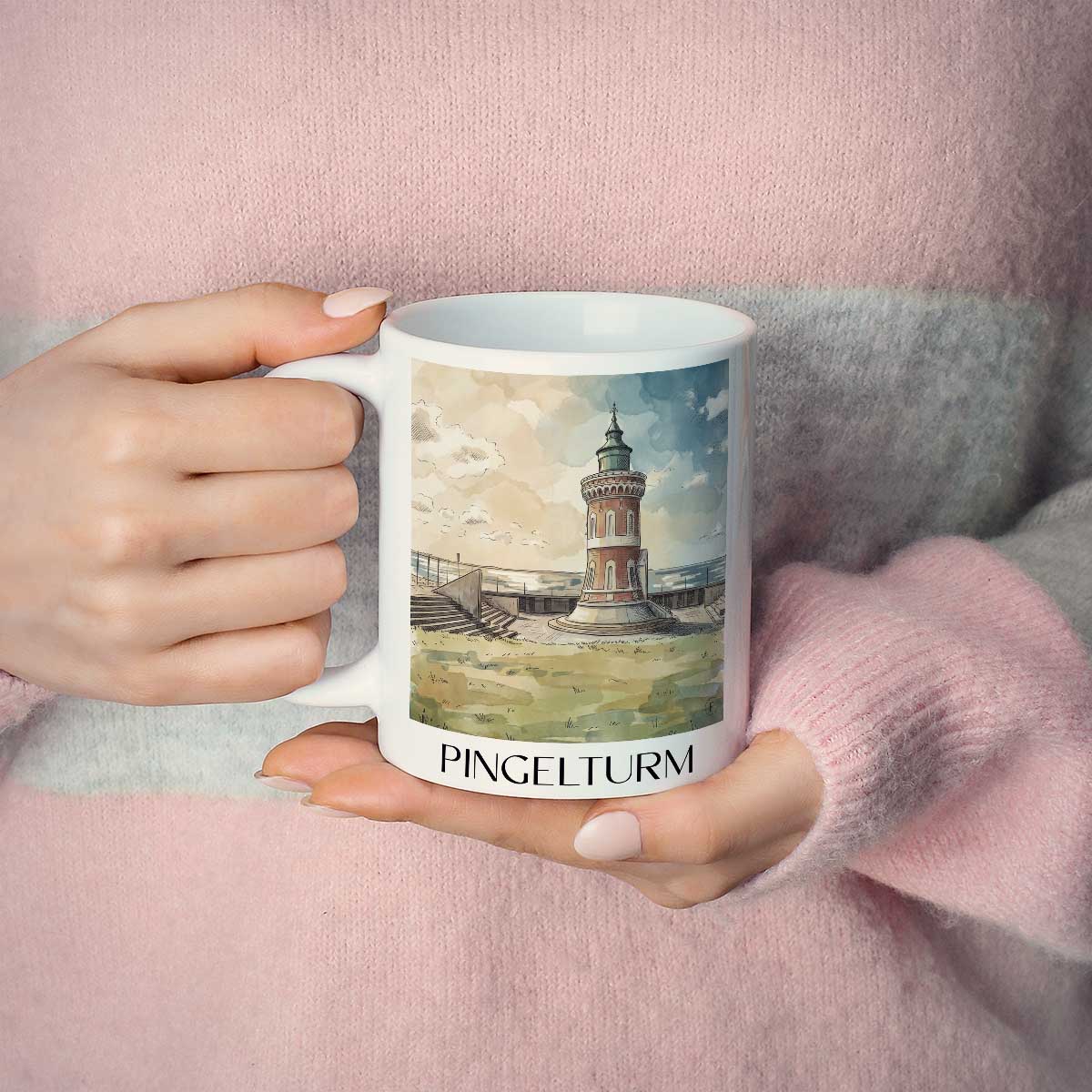 pingelturm-bremerhaven-deutschland-kaffeebecher-aquarell