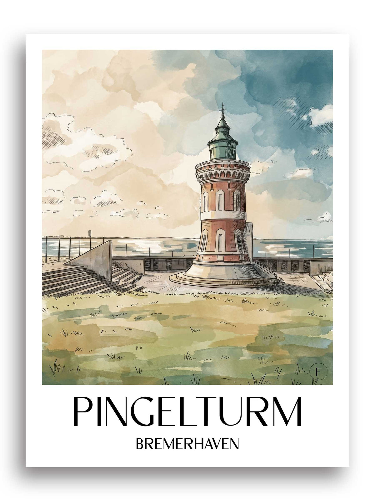 pingelturm-bremerhaven-deutschland-poster-aquarell