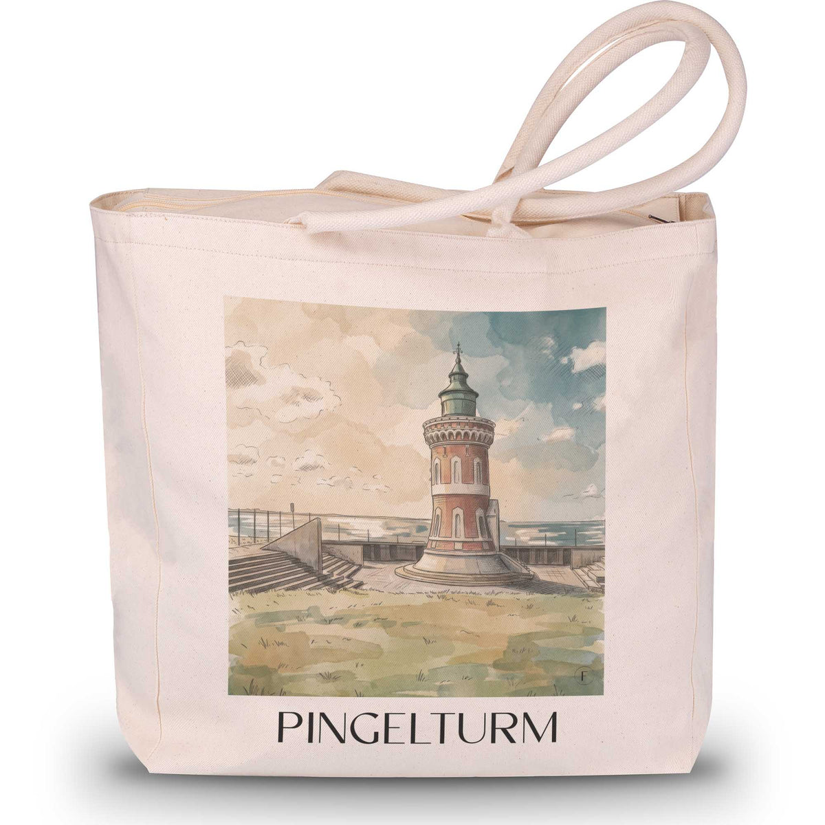 Pingelturm Shopping Tasche - Bremerhaven - Deutschland Tote Bag - Einkaufstasche im Aquarell Stil - favplace