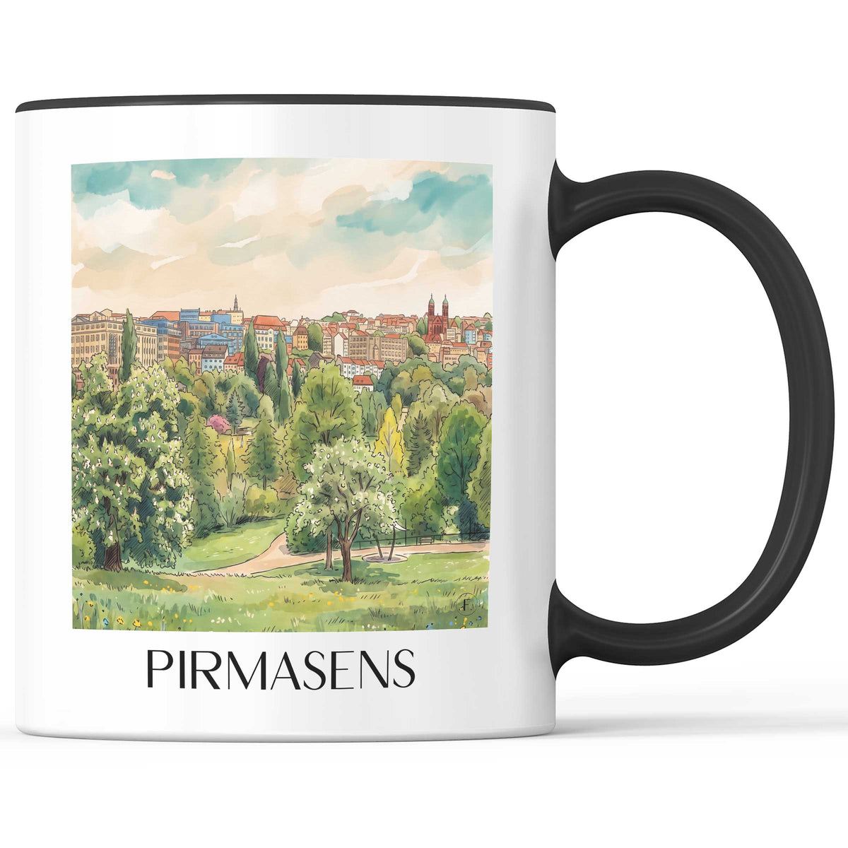 pirmasens-pfälzerwald-deutschland-kaffeebecher-aquarell