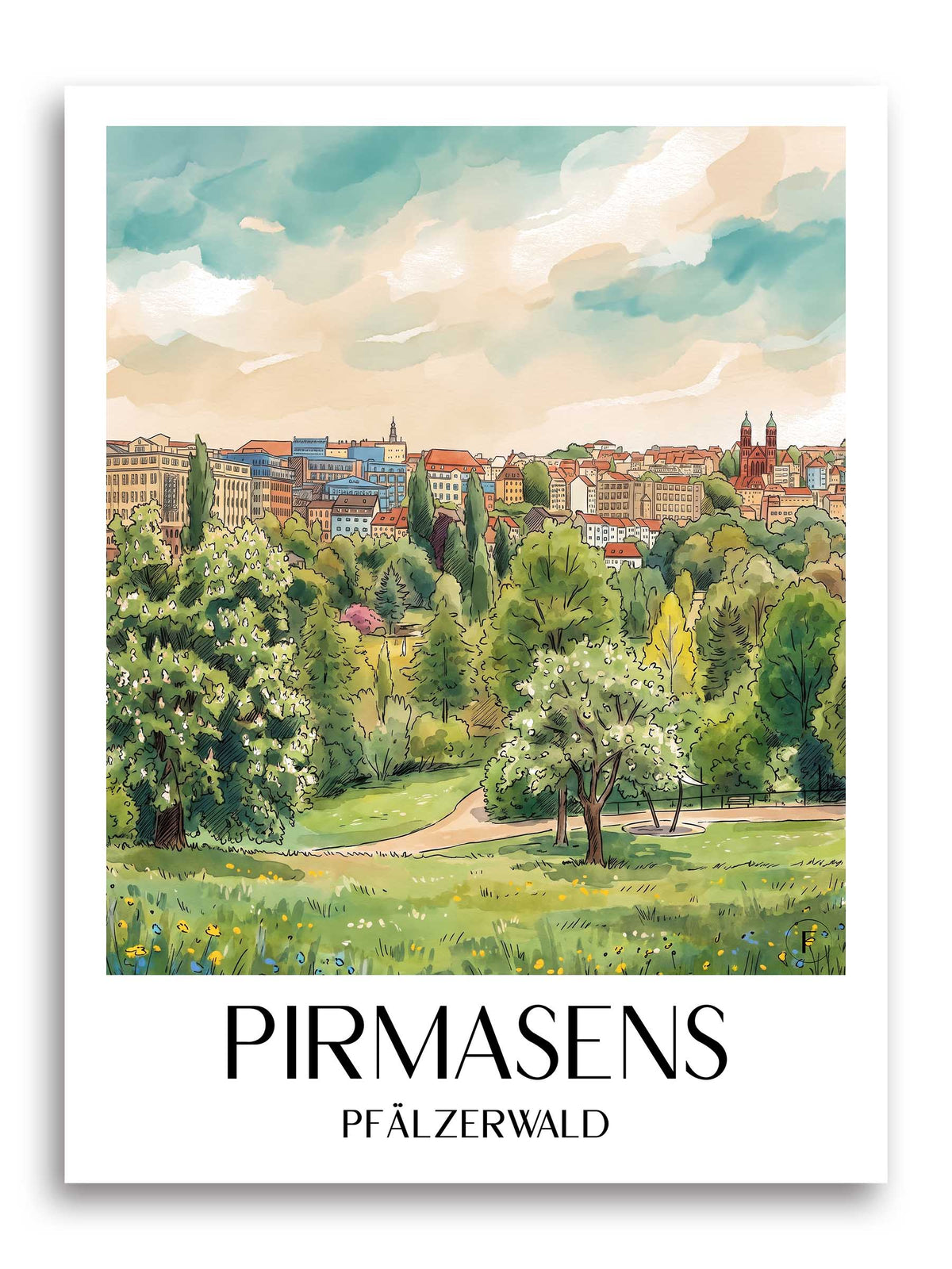 pirmasens-pfälzerwald-deutschland-poster-aquarell