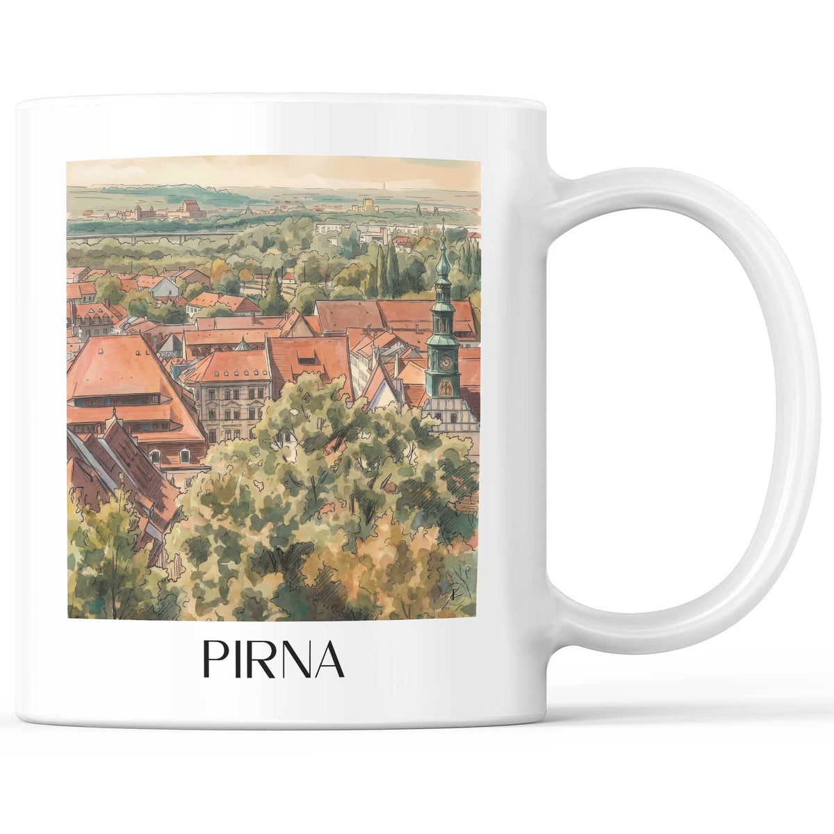 Pirna Kaffeebecher - Sächsische Schweiz - Deutschland Becher - Kaffeetasse im Aquarell Stil - favplace