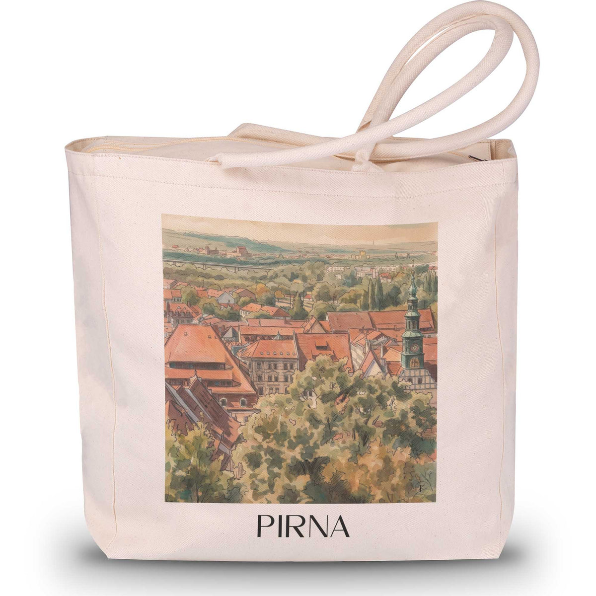Pirna Shopping Tasche - Sächsische Schweiz - Deutschland Tote Bag - Einkaufstasche im Aquarell Stil - favplace