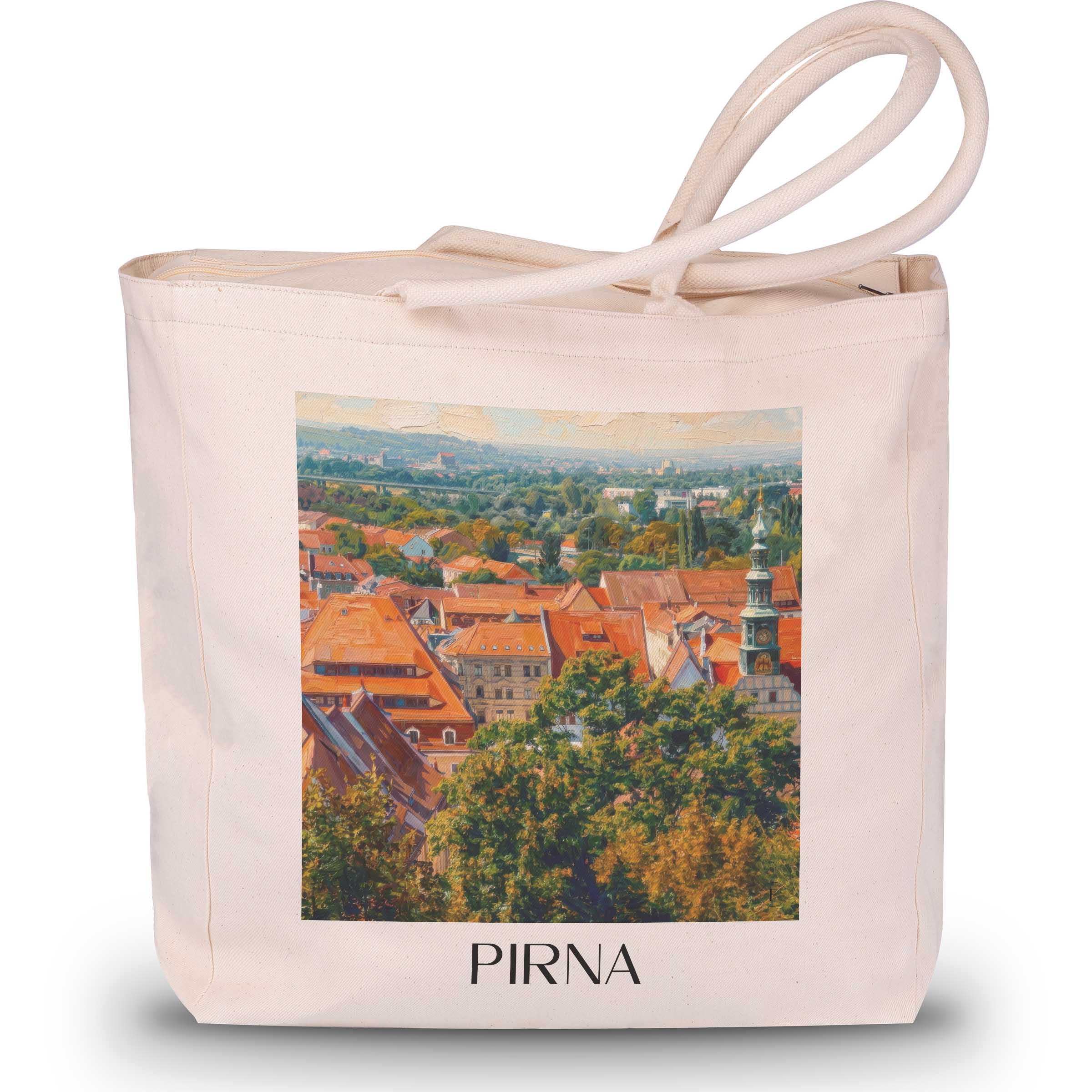 Pirna Shopping Tasche - Sächsische Schweiz - Deutschland Tote Bag - Einkaufstasche im Ölgemälde Stil - favplace