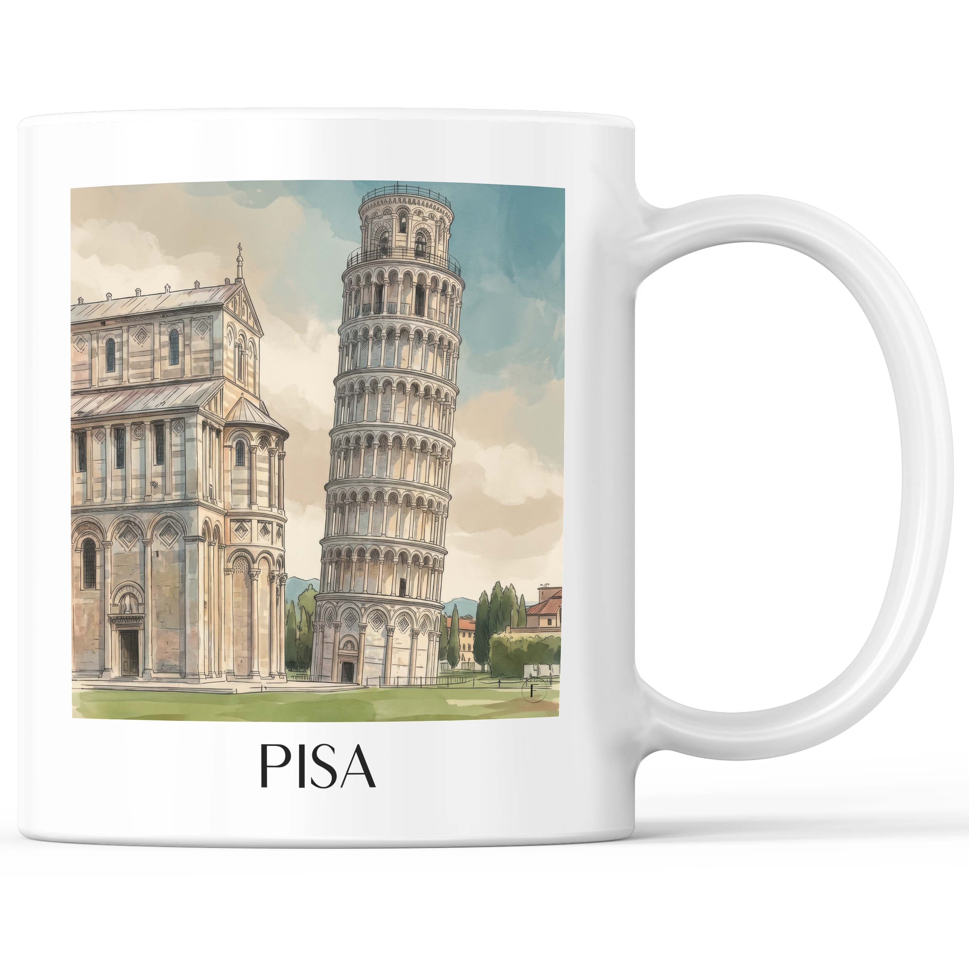 Pisa - Italien Becher - Kaffeetasse im Aquarell Stil - favplace