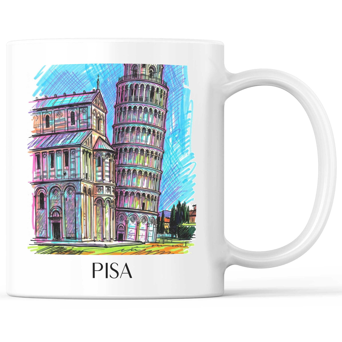 Pisa - Italien Becher - Kaffeetasse im Tag Graffiti Stil - favplace