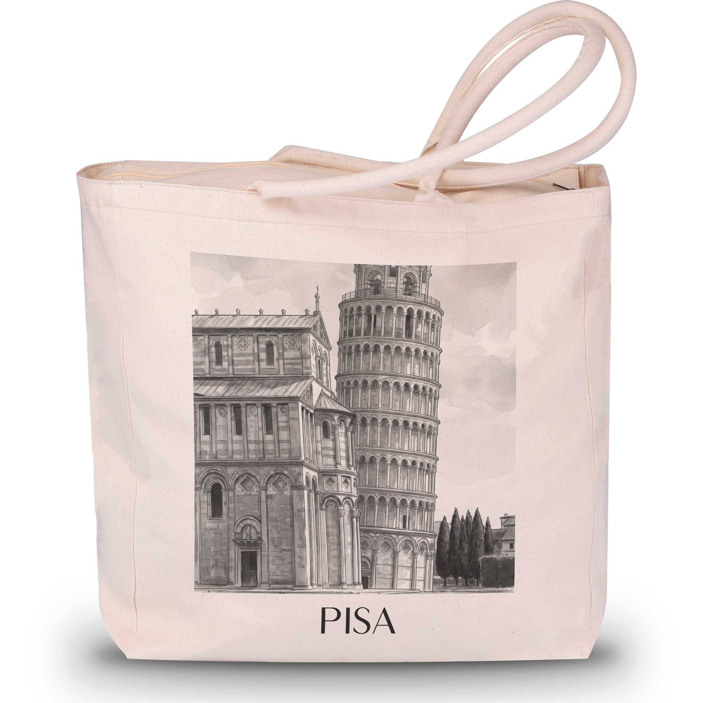 pisa-italien-einkaufstasche-aquarell-schwarz-weiss