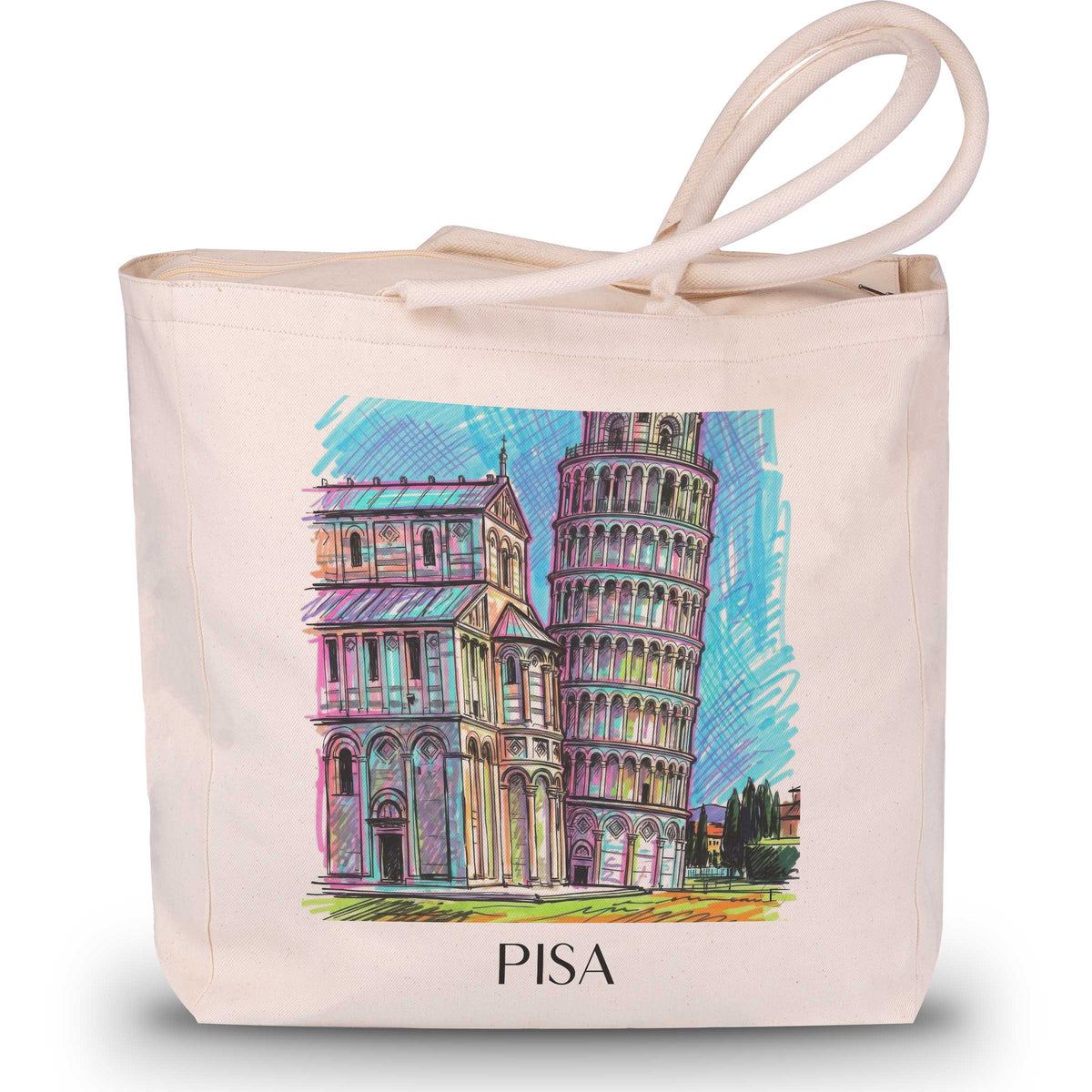 Pisa - Italien Tote Bag - Einkaufstasche im Tag Graffiti Stil - favplace