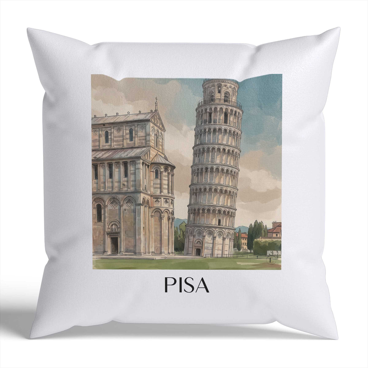 pisa-italien-italien-kissenbezug-aquarell
