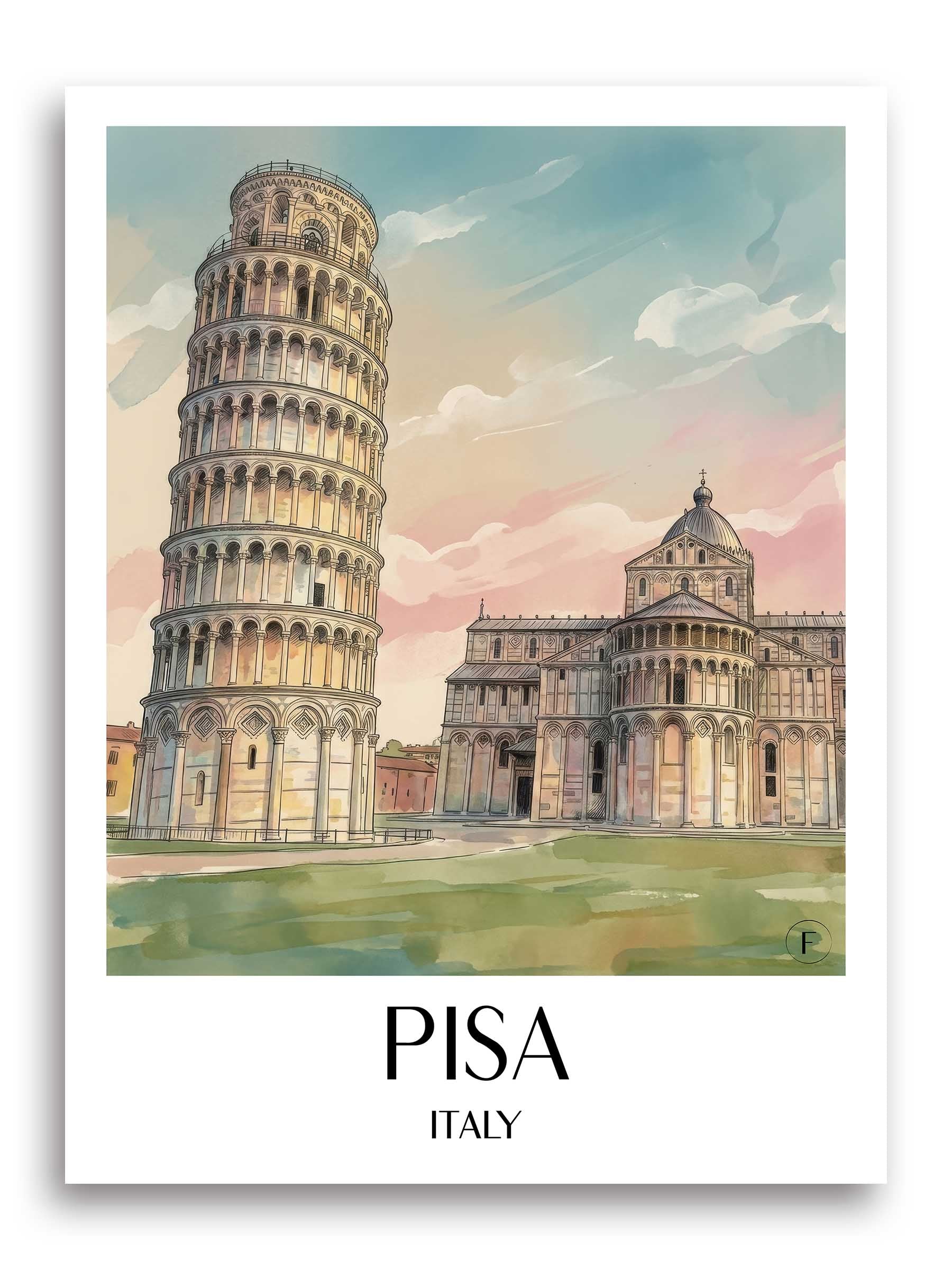 Pisa Poster - Italien - Italien Kunstdruck - Aquarell von A4 bis A1 - favplace