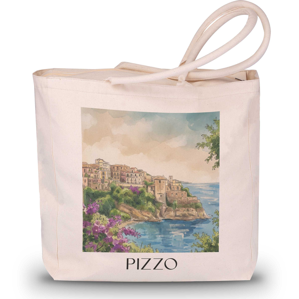 Pizzo Shopping Tasche - Kalabrien - Italien Tote Bag - Einkaufstasche im Aquarell Stil - favplace