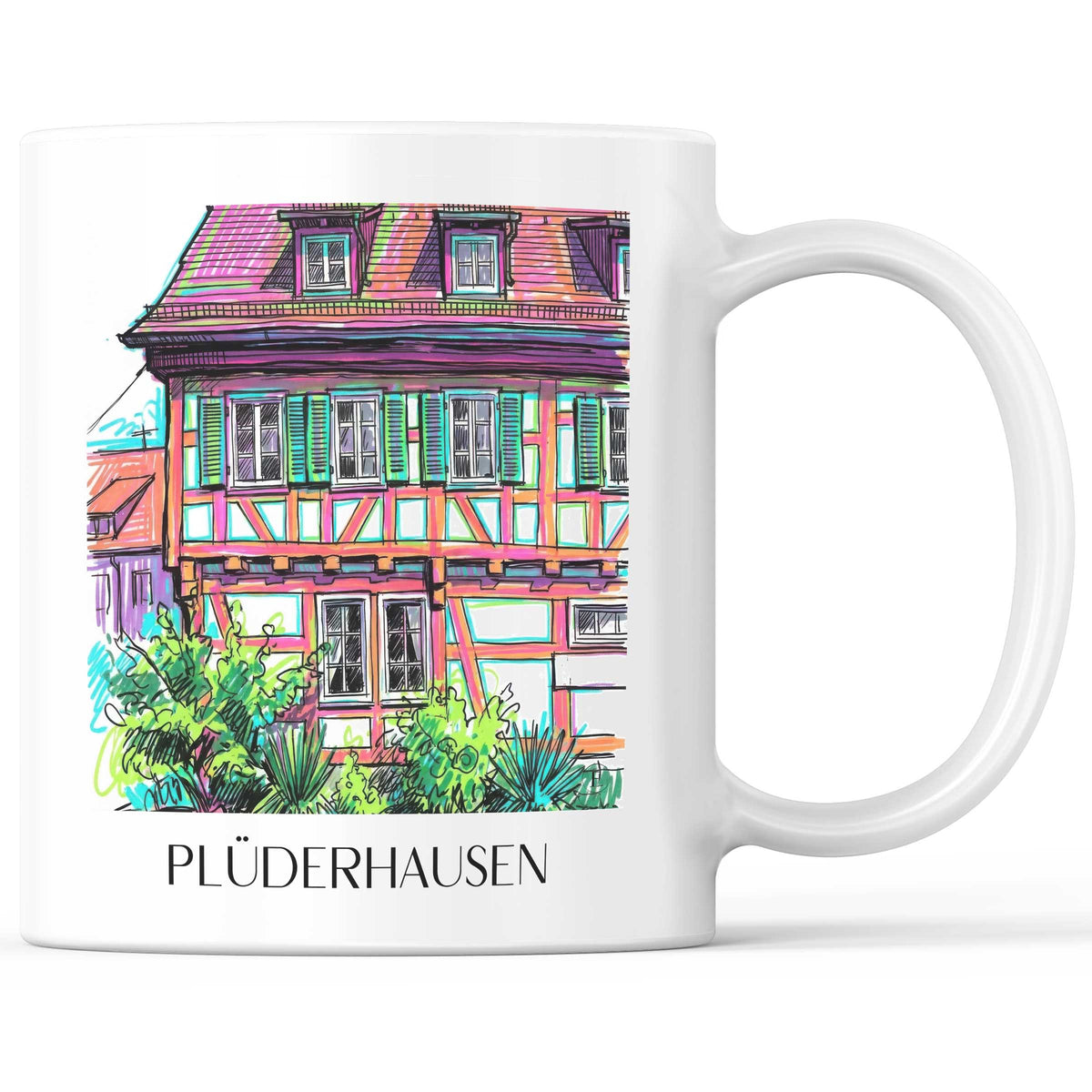Plüderhausen - Deutschland Becher - Kaffeetasse im Tag Graffiti Stil - favplace