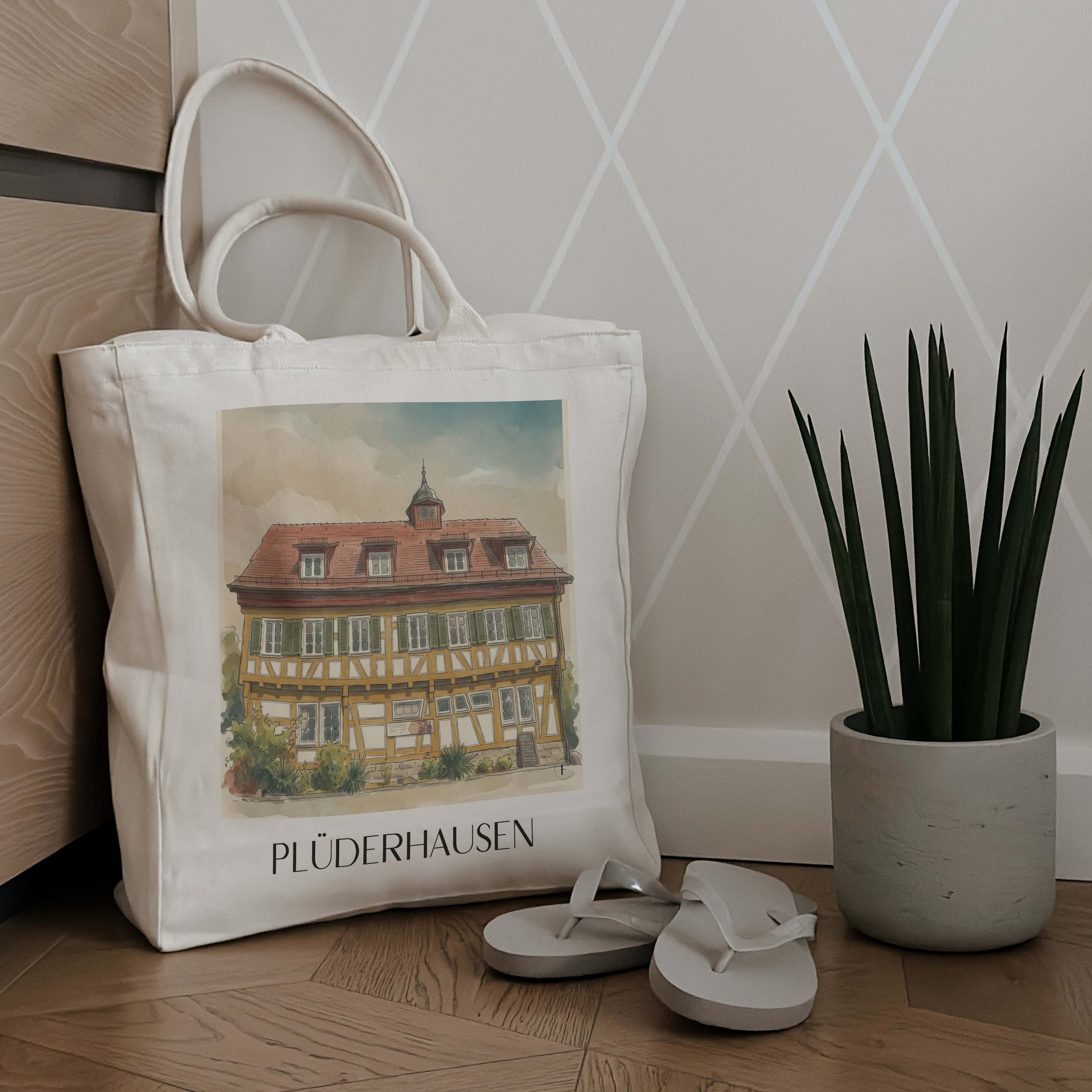 plüderhausen-deutschland-einkaufstasche-aquarell