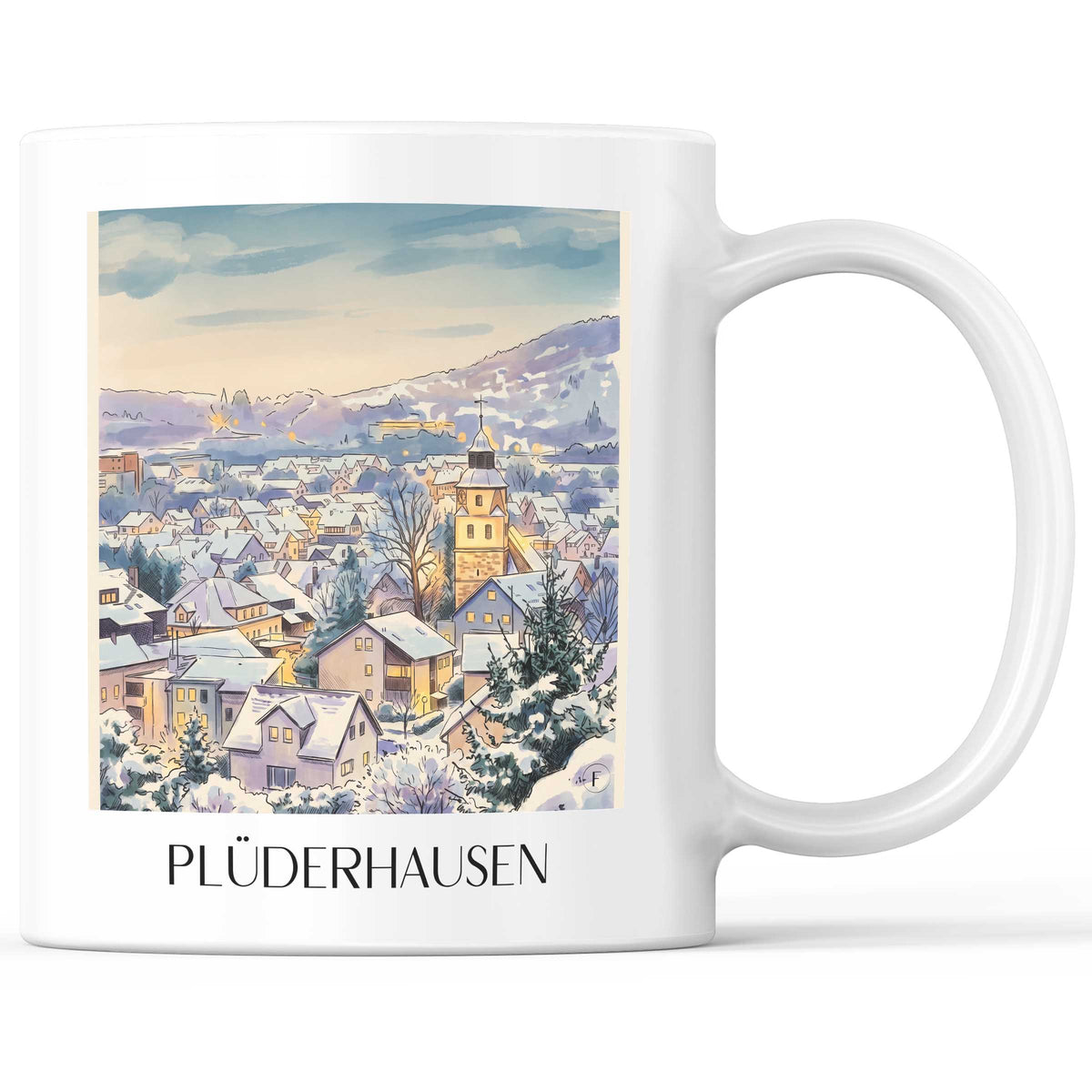 Plüderhausen Kaffeebecher - Schwäbische Alb - Deutschland Becher - Kaffeetasse im Aquarell Stil - favplace