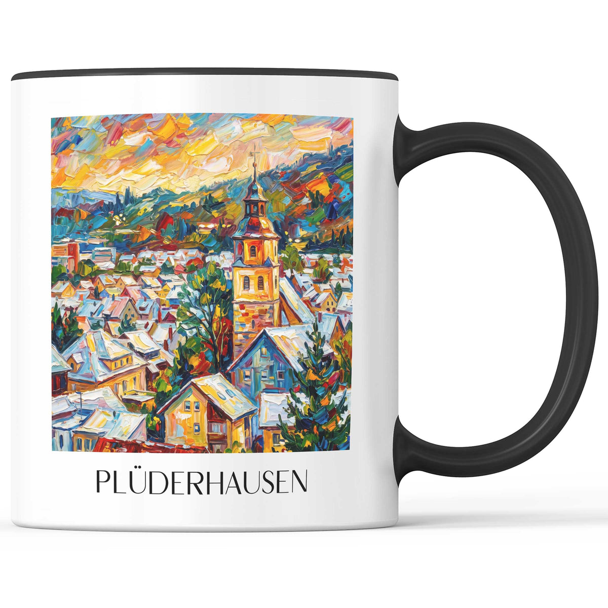 Plüderhausen Kaffeebecher - Schwäbische Alb - Deutschland Becher - Kaffeetasse im Ölgemälde Stil - favplace