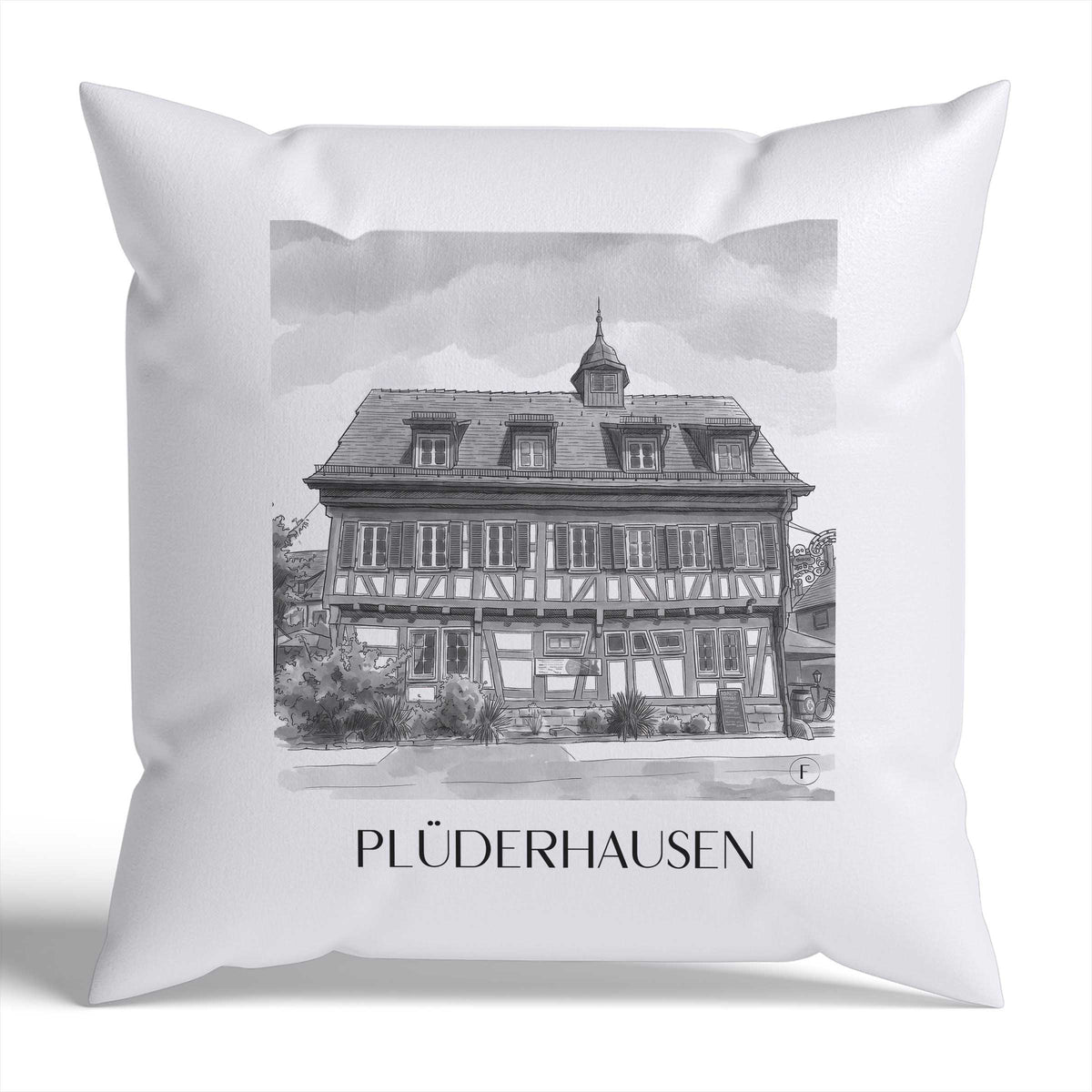 plüderhausen-deutschland-deutschland-kissenbezug-aquarell-schwarz-weiss