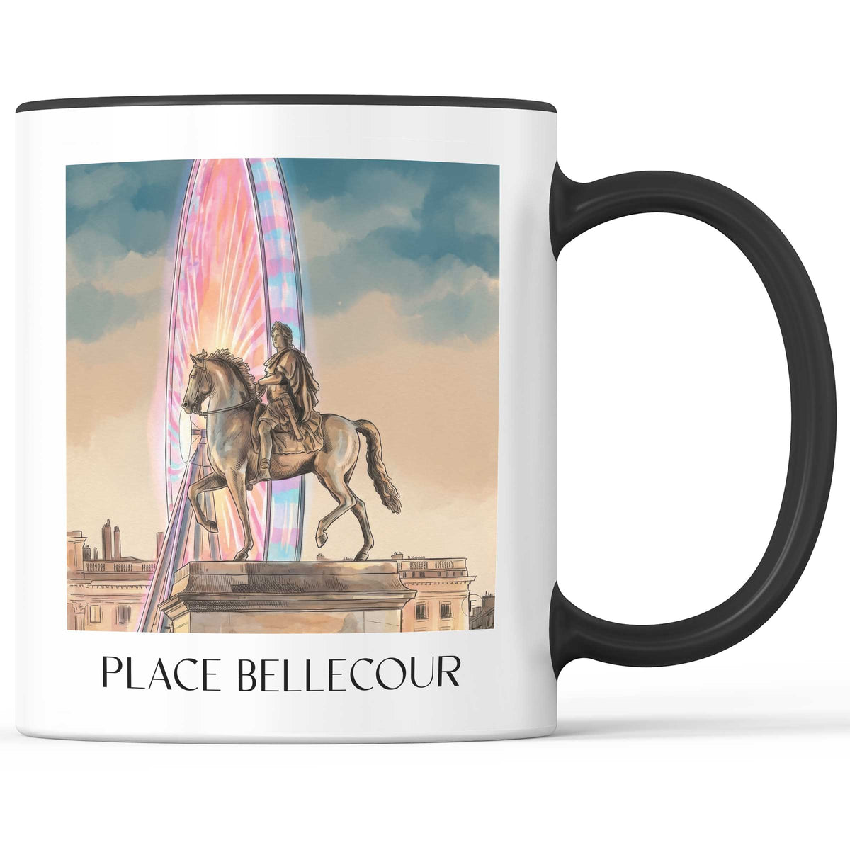 place-bellecour-lyon-frankreich-kaffeebecher-aquarell