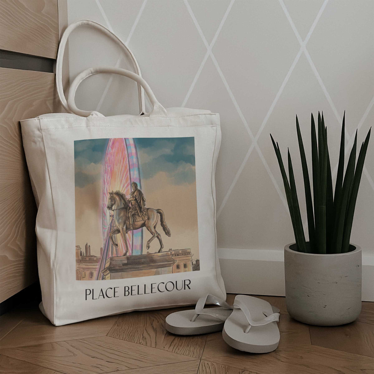 place-bellecour-lyon-frankreich-einkaufstasche-aquarell