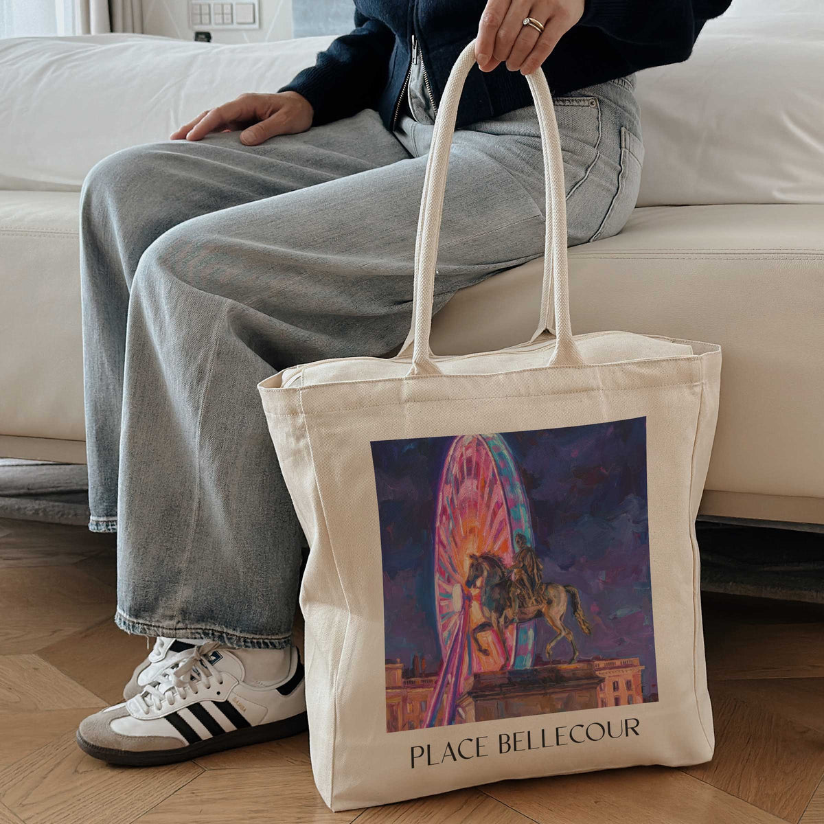 place-bellecour-lyon-frankreich-einkaufstasche-oil-painting-oelgemaelde