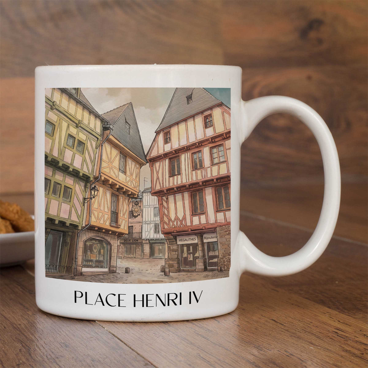 place-henri-iv-vannes-frankreich-kaffeebecher-aquarell