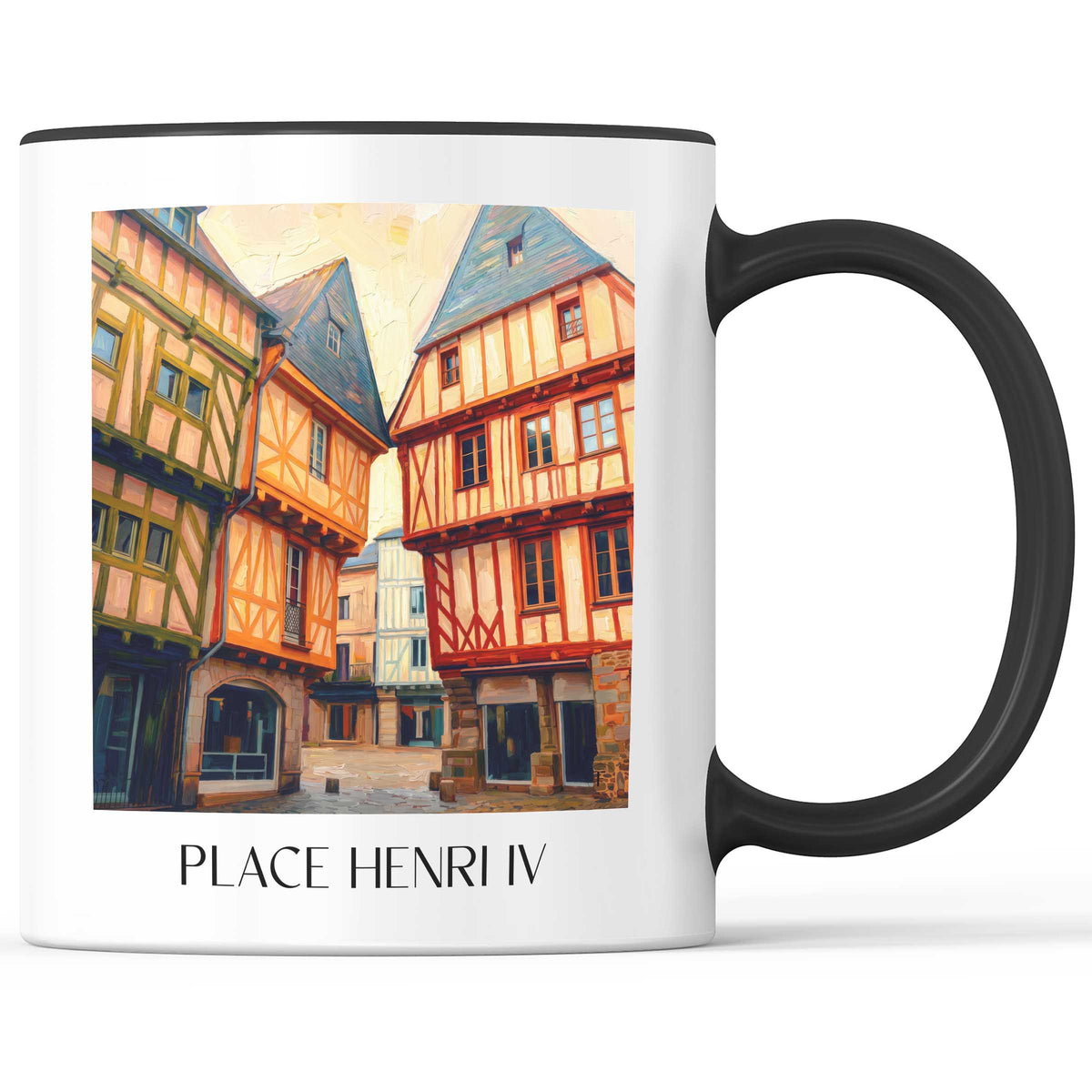Place Henri IV Kaffeebecher - Vannes - Frankreich Becher - Kaffeetasse im Ölgemälde Stil - favplace