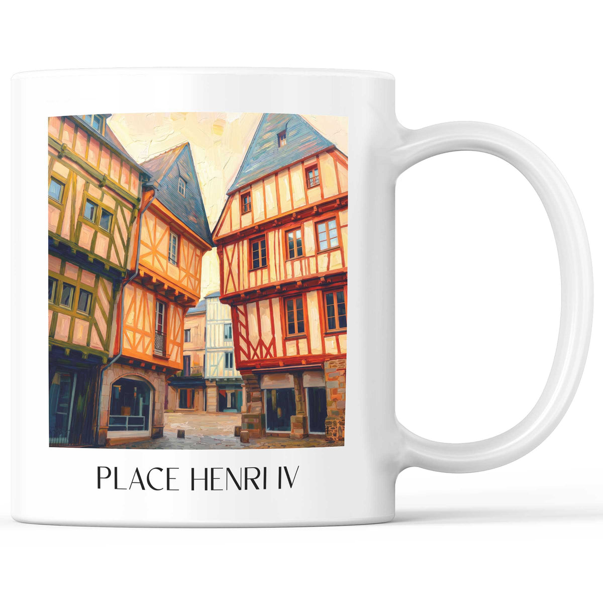 Place Henri IV Kaffeebecher - Vannes - Frankreich Becher - Kaffeetasse im Ölgemälde Stil - favplace