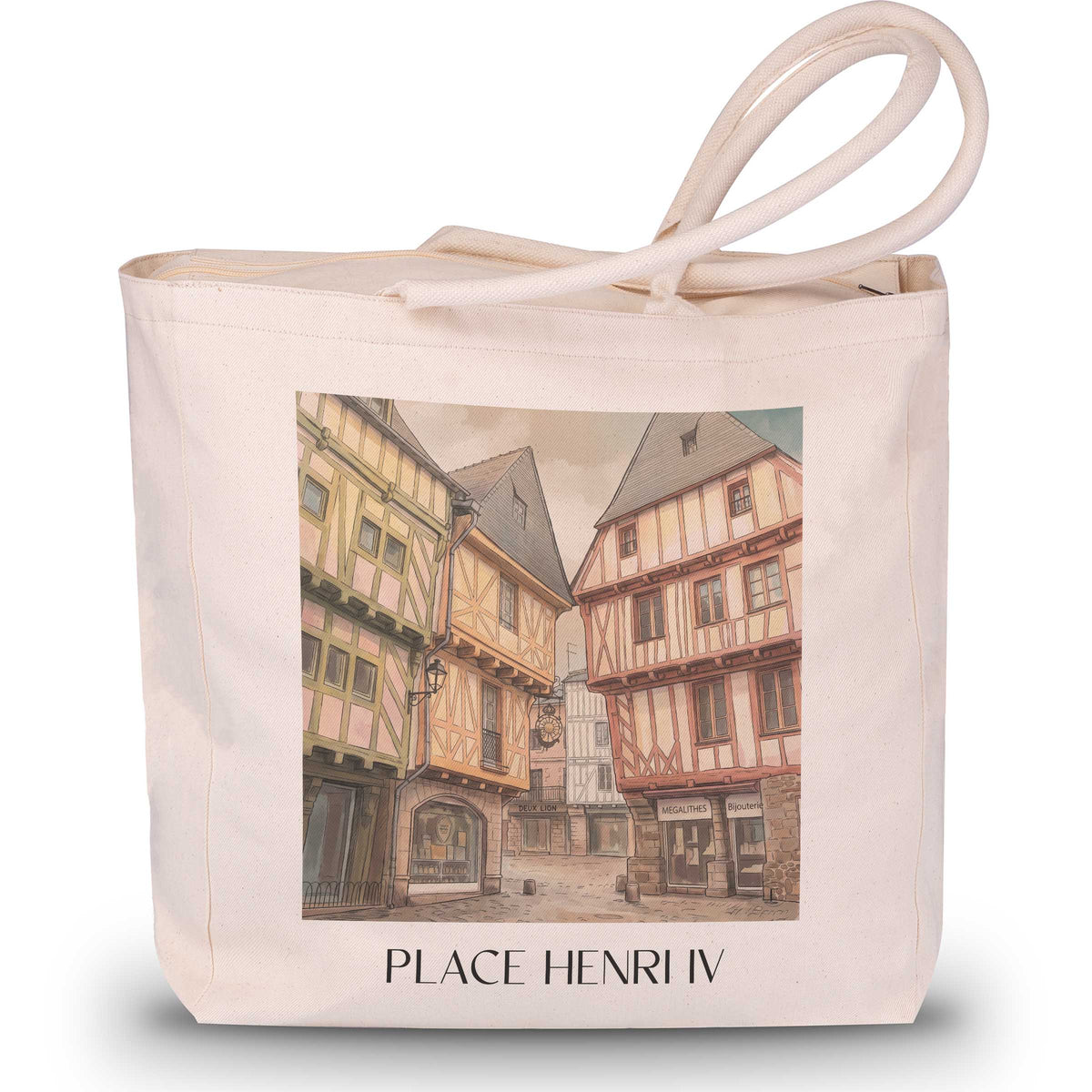 Place Henri IV Shopping Tasche - Vannes - Frankreich Tote Bag - Einkaufstasche im Aquarell Stil - favplace
