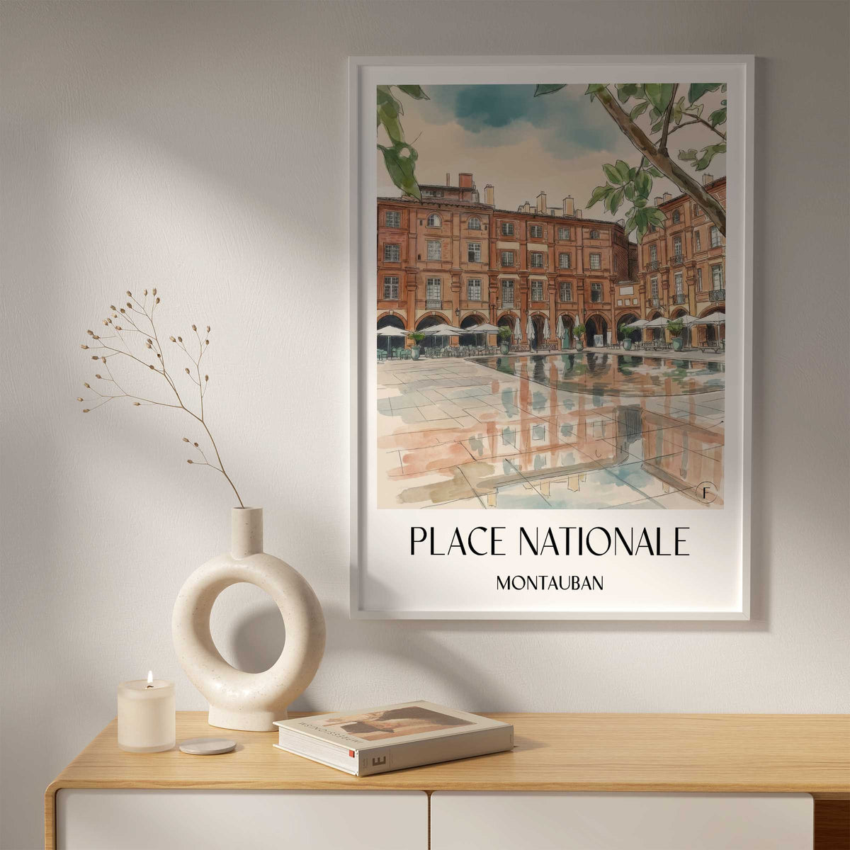 place-nationale-montauban-frankreich-poster-aquarell