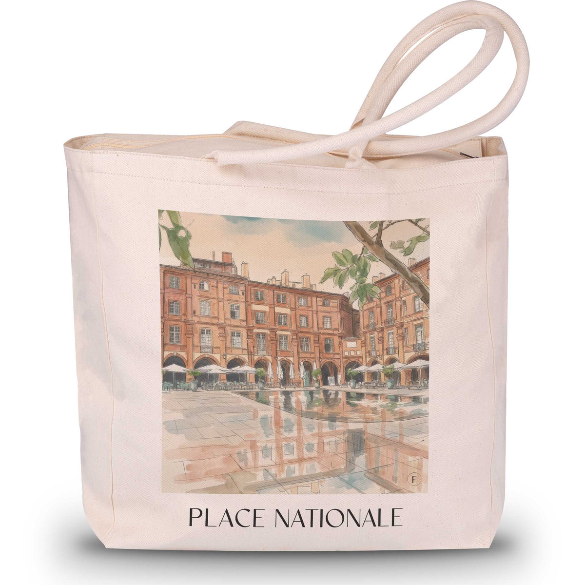 place-nationale-montauban-frankreich-einkaufstasche-aquarell