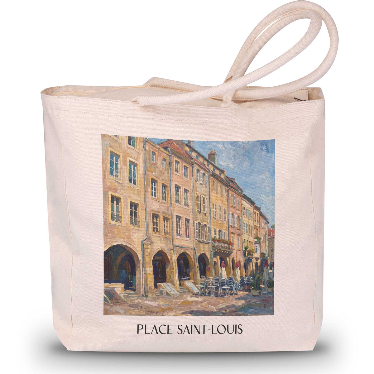 Place Saint-Louis Shopping Tasche - Metz - Frankreich Tote Bag - Einkaufstasche im Ölgemälde Stil - favplace
