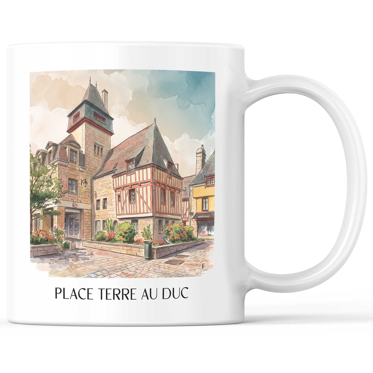 Place Terre au Duc Kaffeebecher - Quimper - Frankreich Becher - Kaffeetasse im Aquarell Stil - favplace