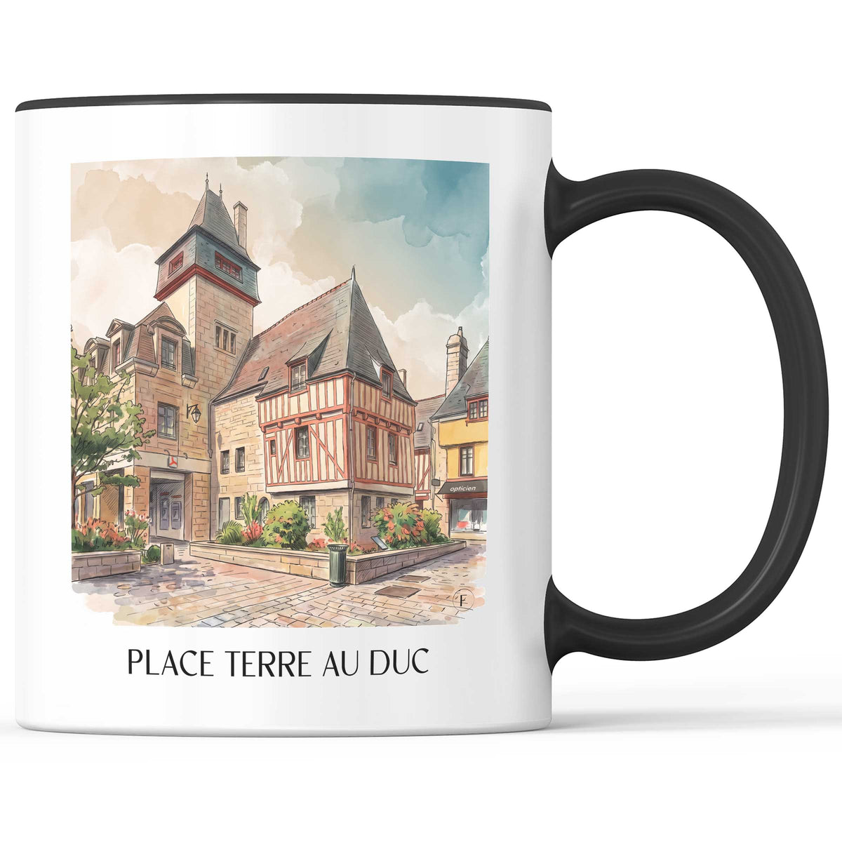 Place Terre au Duc Kaffeebecher - Quimper - Frankreich Becher - Kaffeetasse im Aquarell Stil - favplace