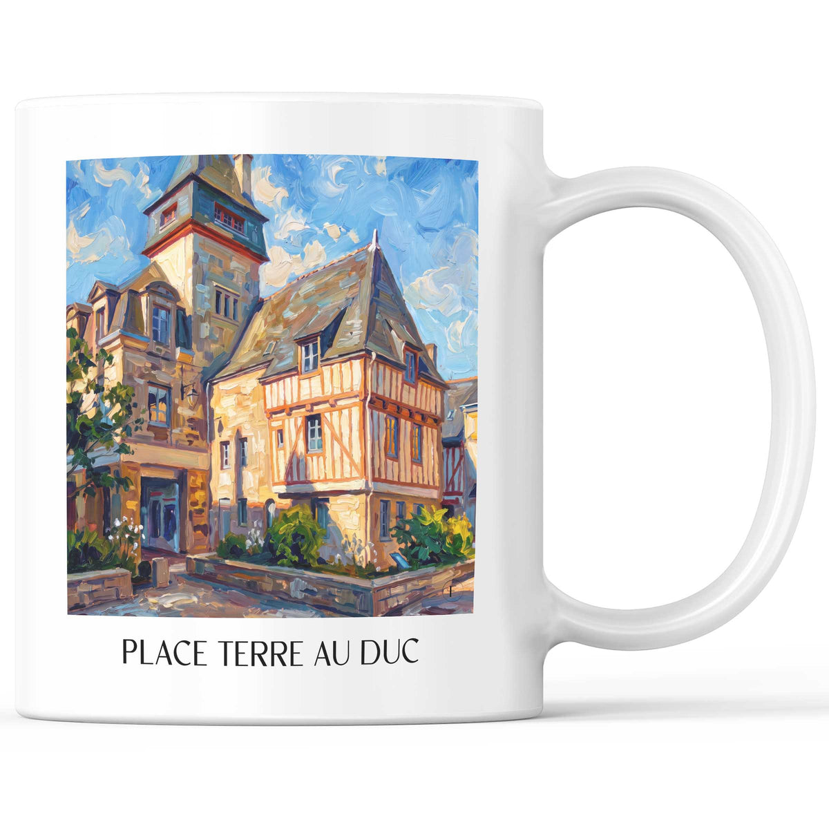 Place Terre au Duc Kaffeebecher - Quimper - Frankreich Becher - Kaffeetasse im Ölgemälde Stil - favplace