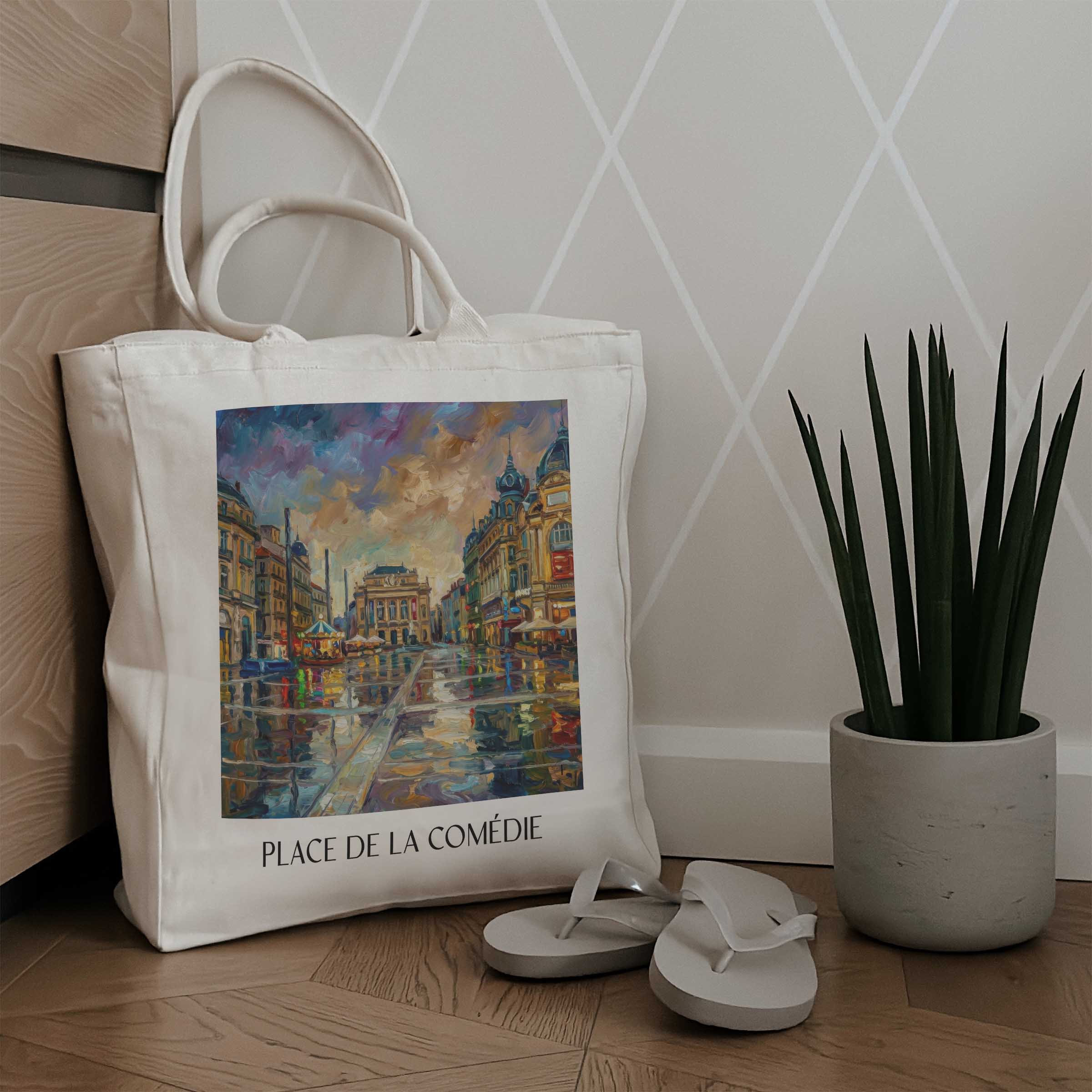 place-de-la-comédie-montpellier-frankreich-einkaufstasche-oil-painting-oelgemaelde