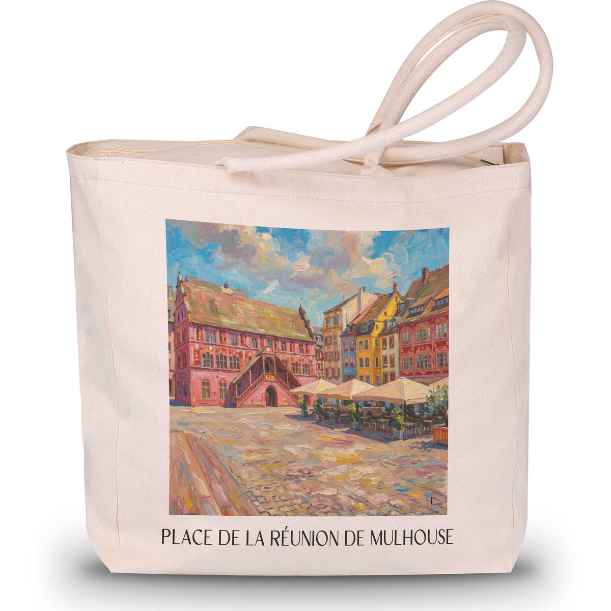 place-de-la-réunion-mulhouse-frankreich-einkaufstasche-oil-painting-oelgemaelde