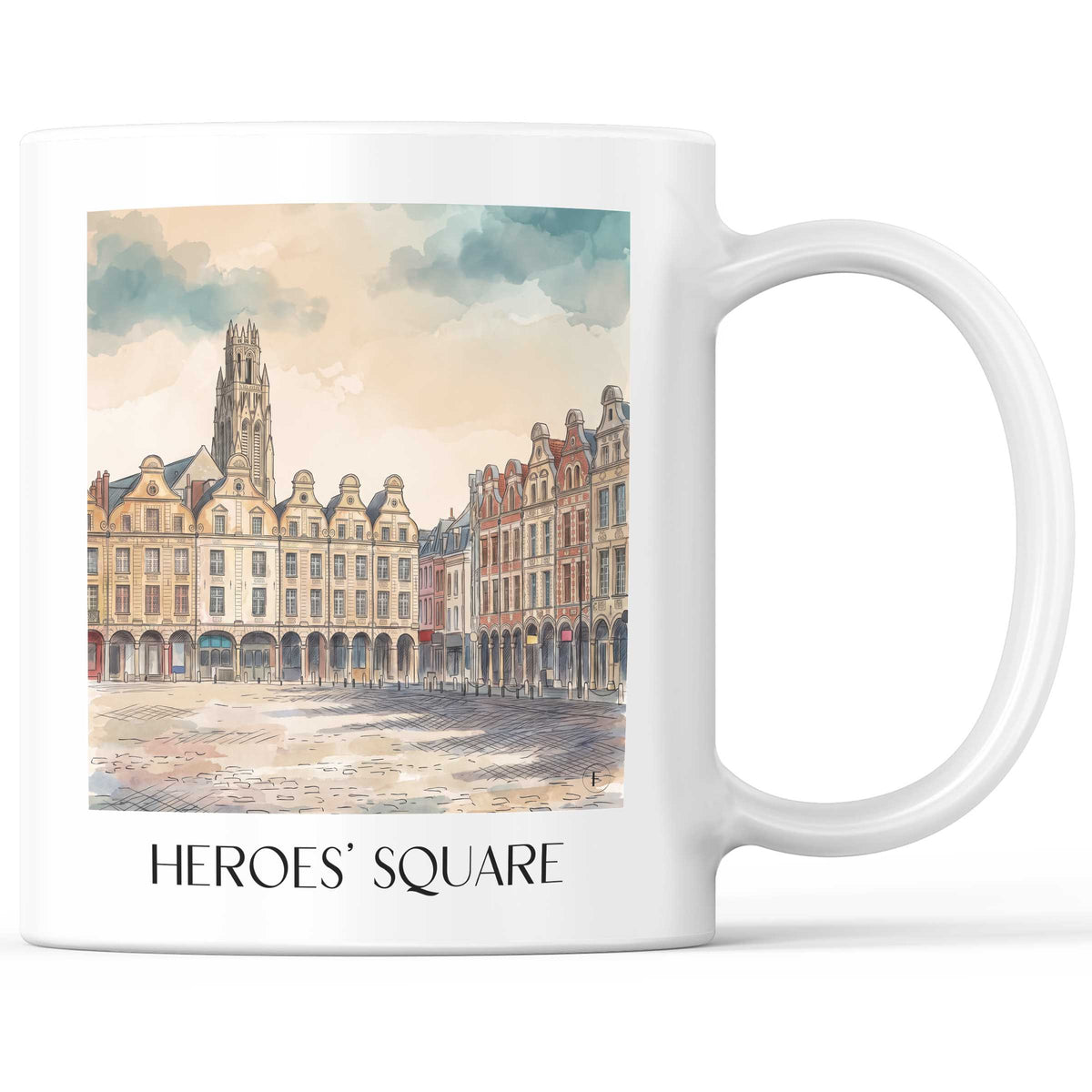 Place des Héros Kaffeebecher - Arras - Frankreich Becher - Kaffeetasse im Aquarell Stil - favplace