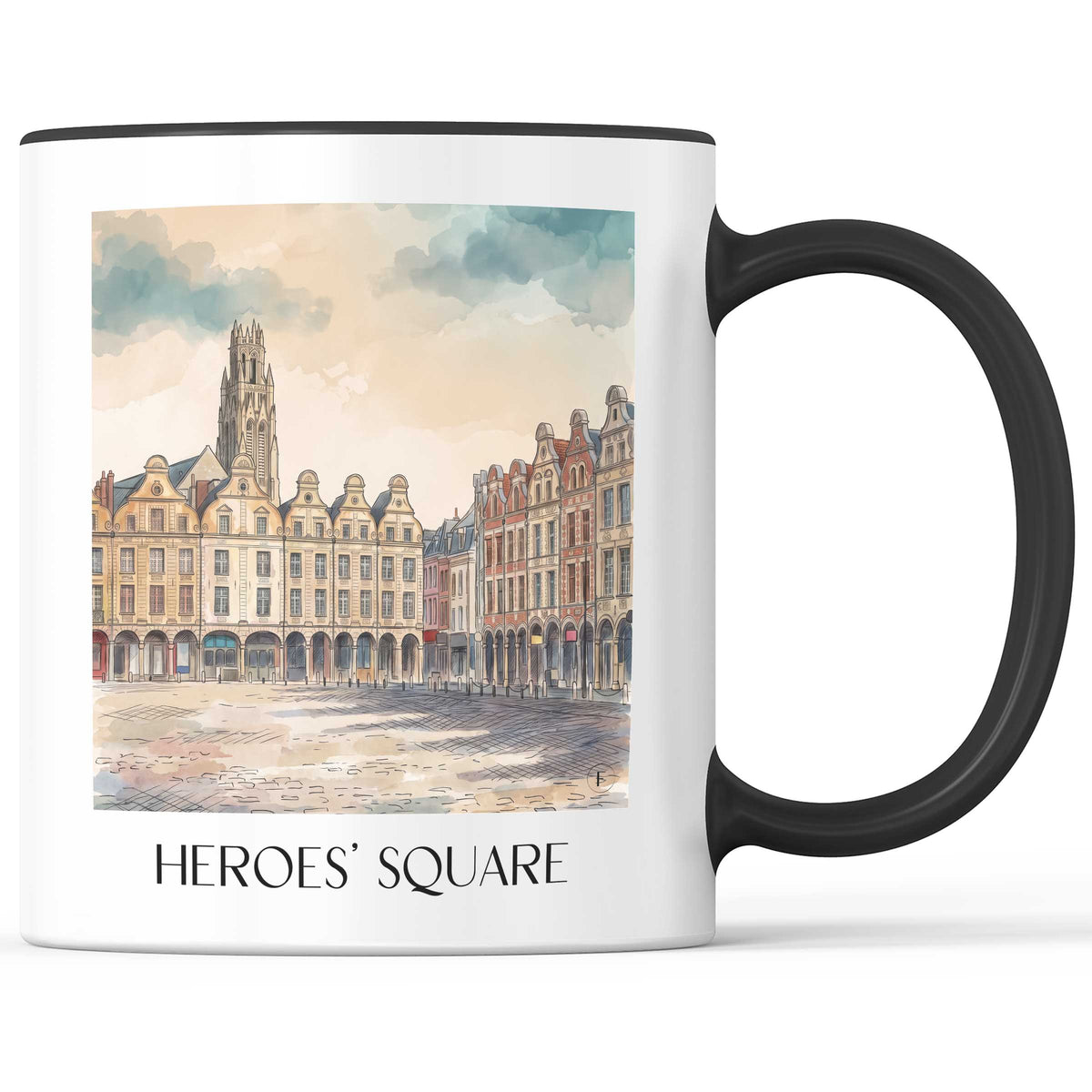 Place des Héros Kaffeebecher - Arras - Frankreich Becher - Kaffeetasse im Aquarell Stil - favplace