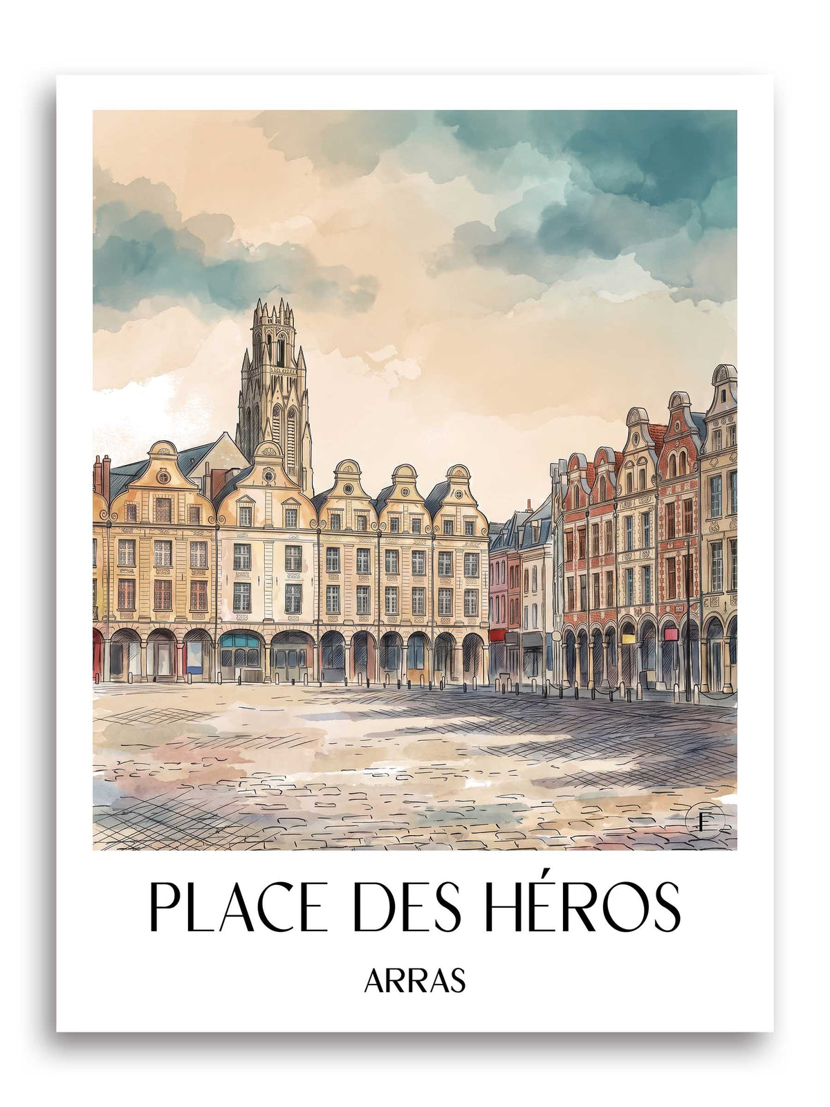 place-des-héros-arras-frankreich-poster-aquarell