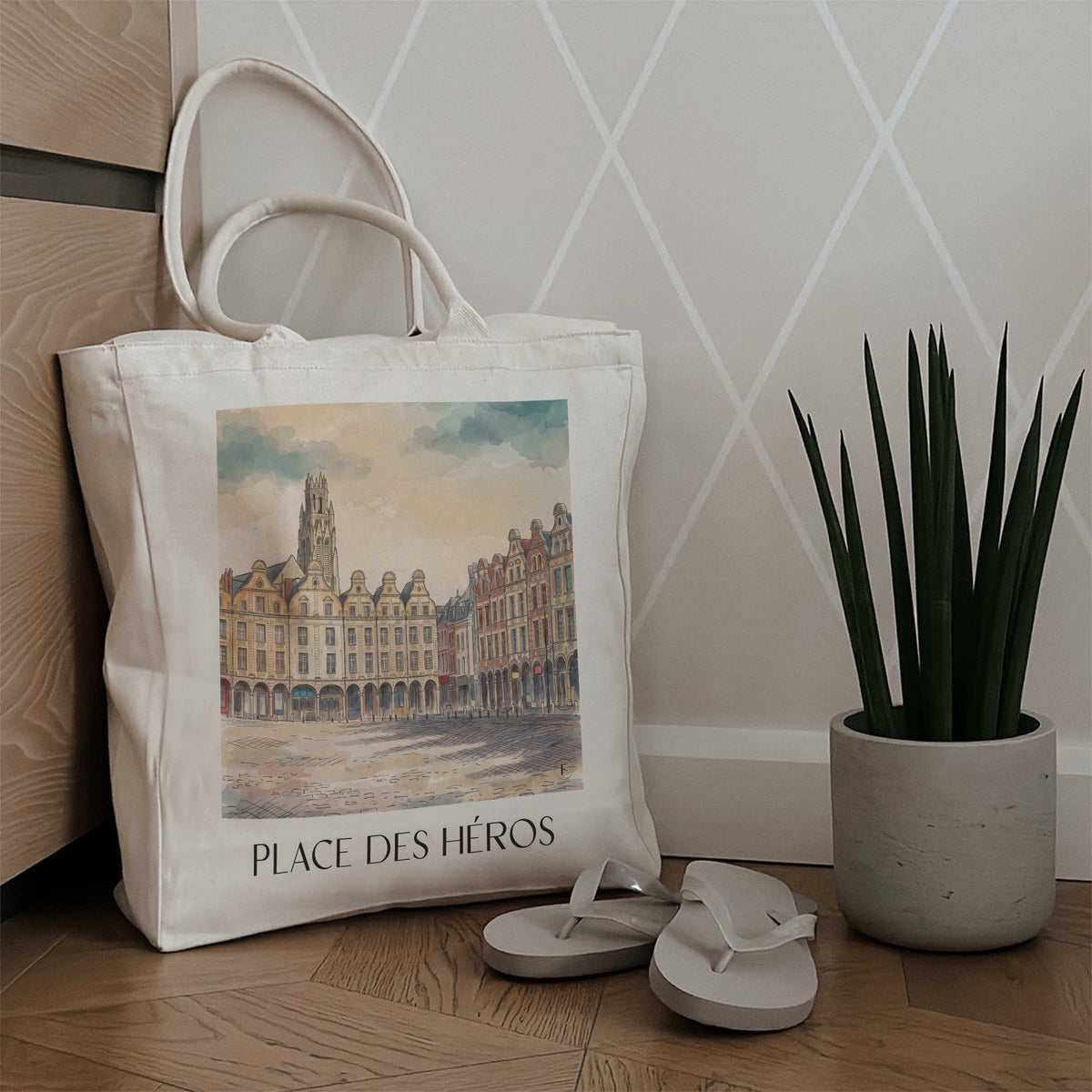 place-des-héros-arras-frankreich-einkaufstasche-aquarell