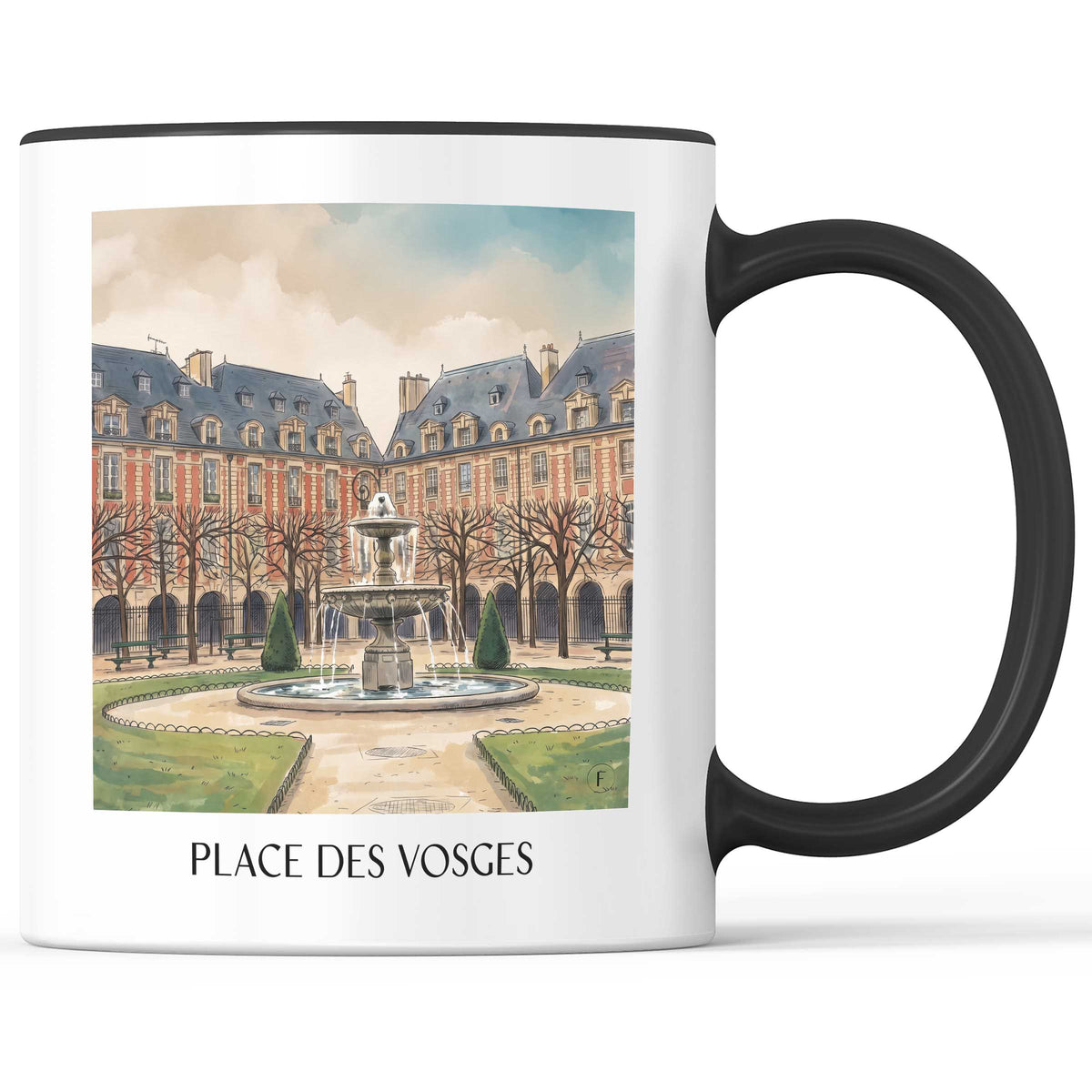 Place des Vosges Kaffeebecher - Paris - Frankreich Becher - Kaffeetasse im Aquarell Stil - favplace