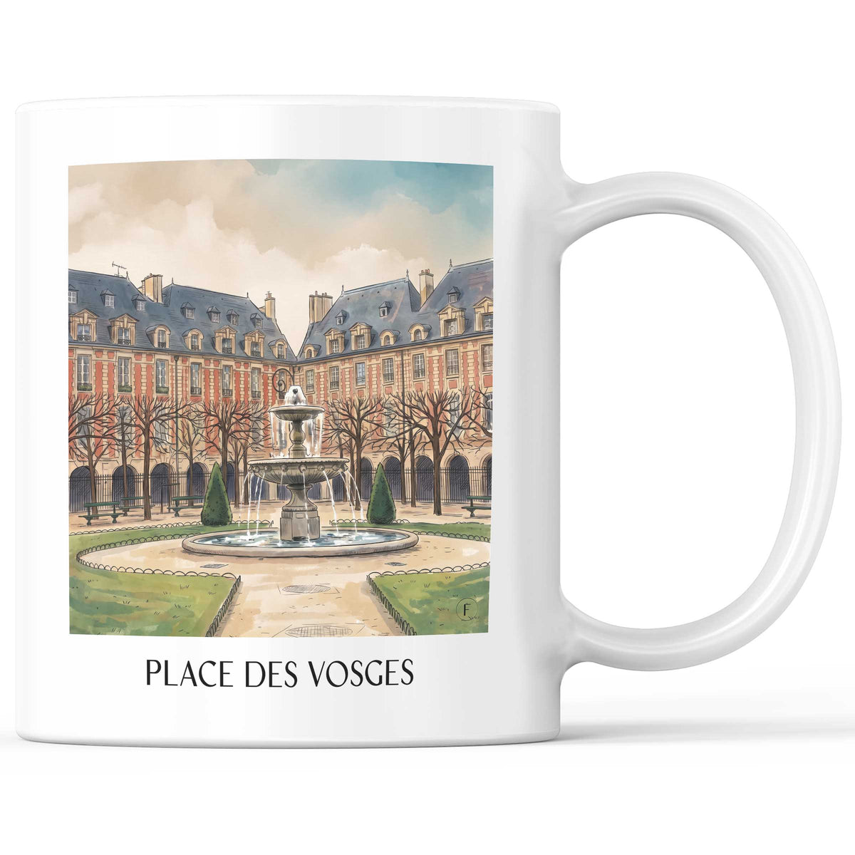 Place des Vosges Kaffeebecher - Paris - Frankreich Becher - Kaffeetasse im Aquarell Stil - favplace